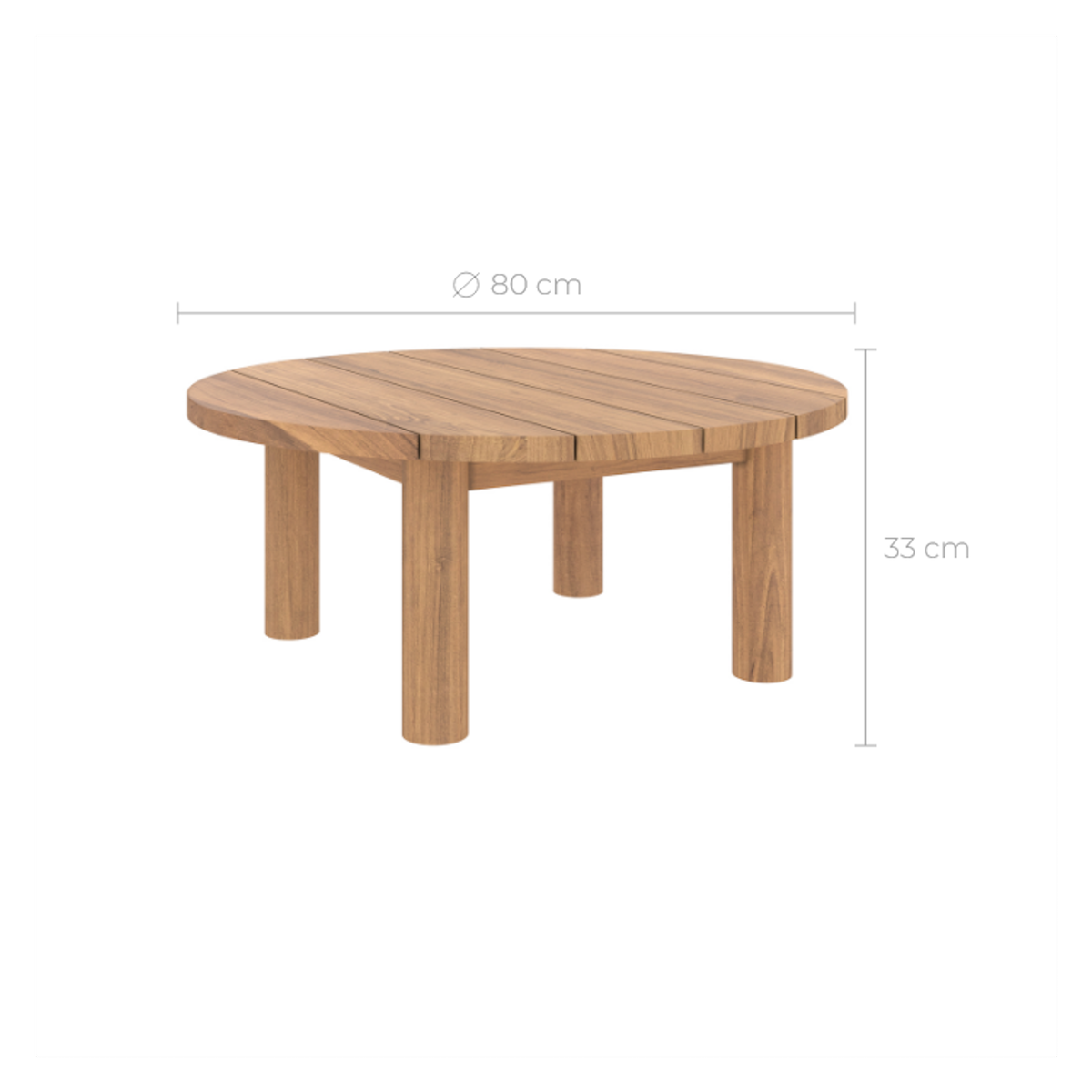 Rendez vous déco Table basse ronde de jardin en bois de teck massif D80 cm-Aurland