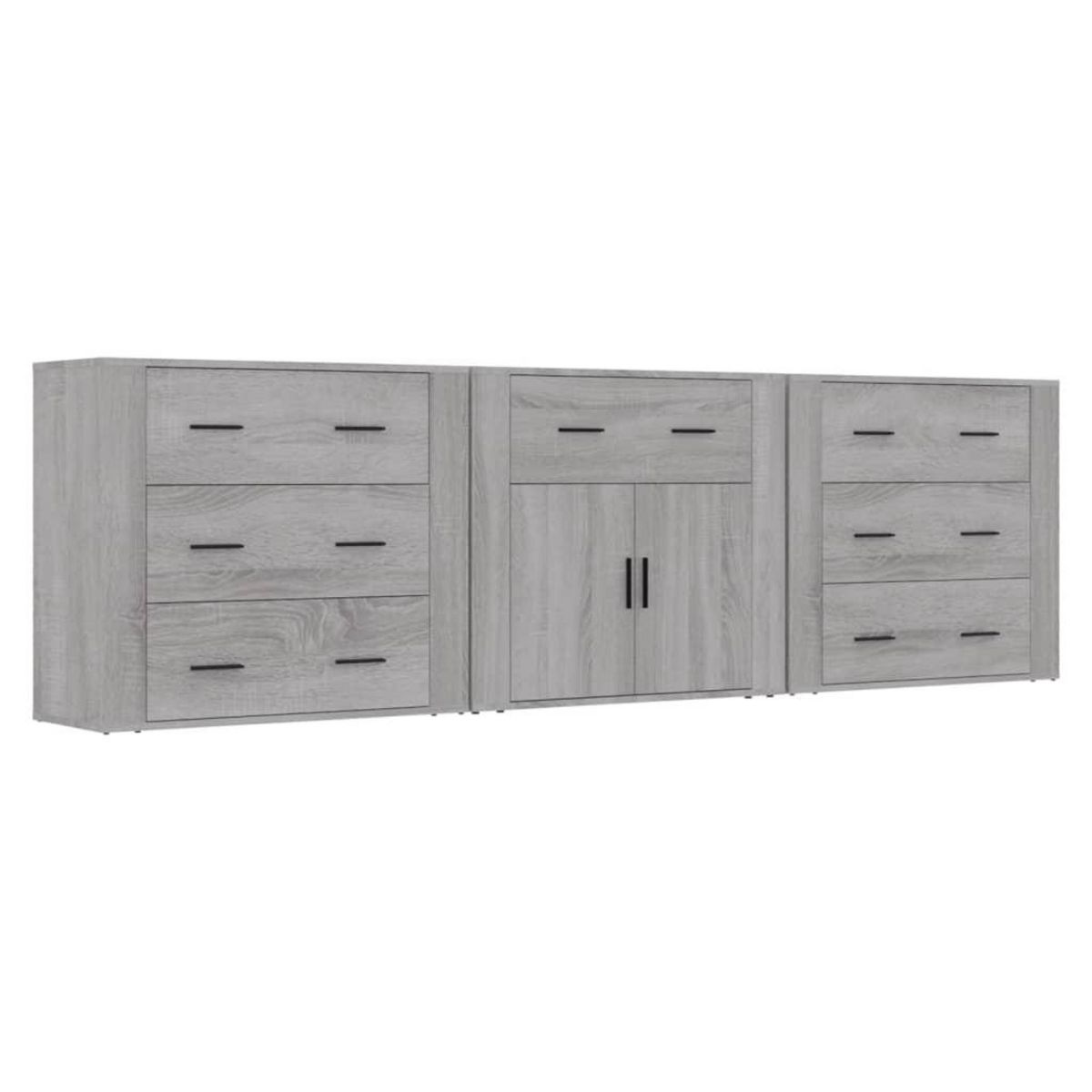 VIDAXL Buffets 3 pcs Sonoma gris Bois d'ingenierie