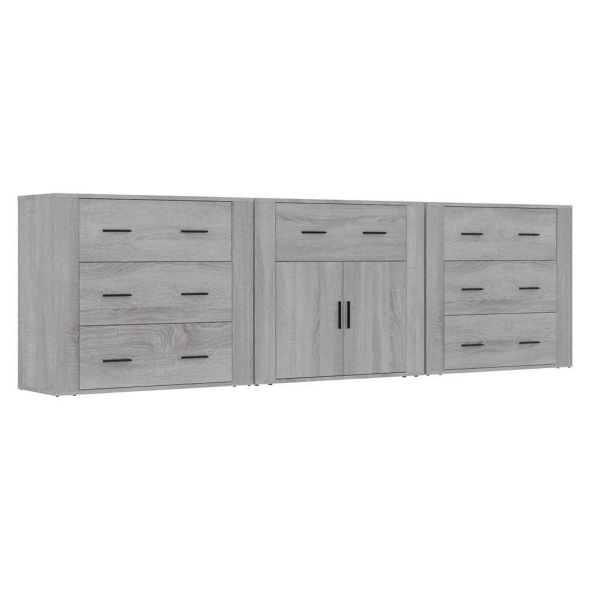 VIDAXL Buffets 3 pcs Sonoma gris Bois d'ingenierie