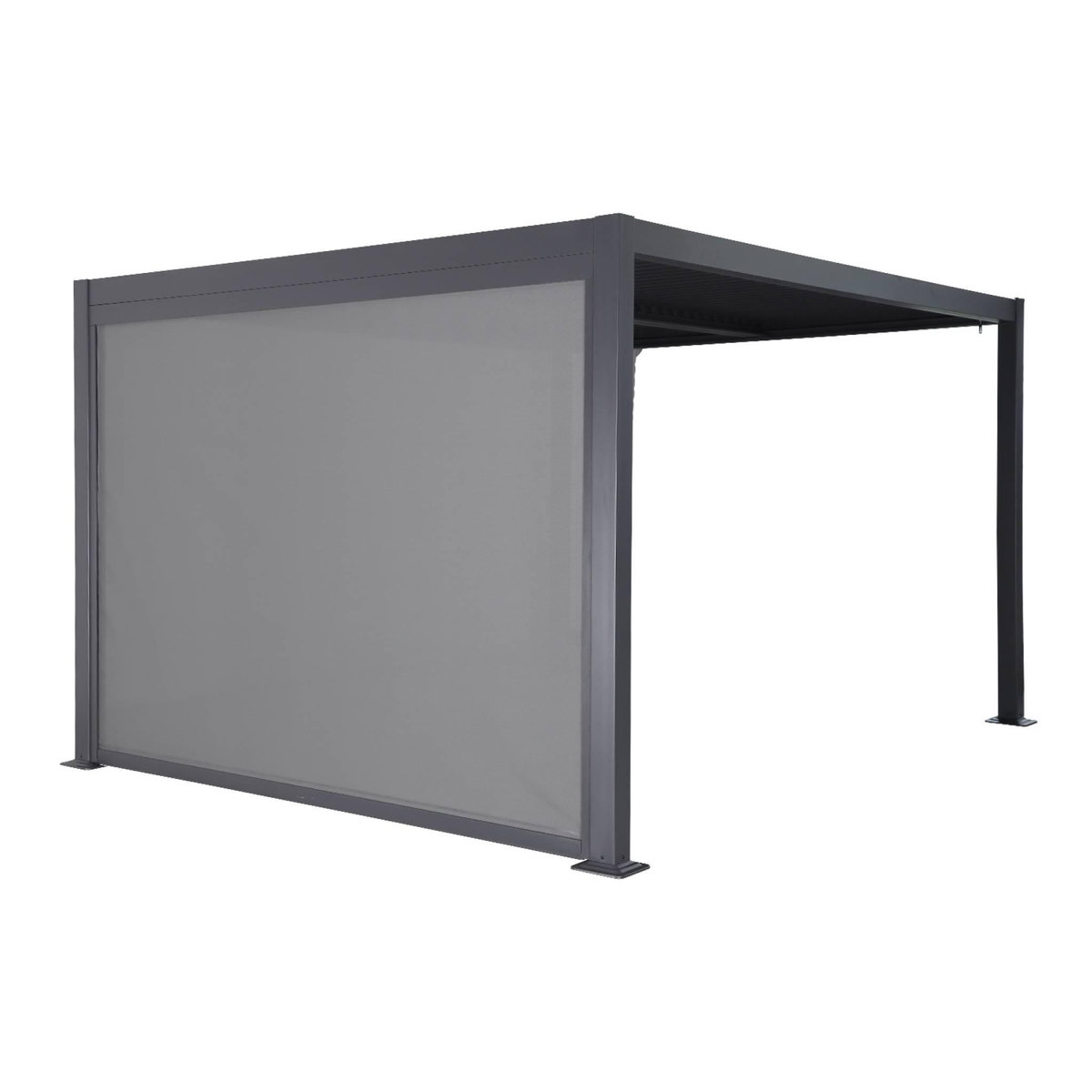 SWEEEK Pergola bioclimatique aluminium et acier 3x3m lames orientables + store 3m PALACE anthracite