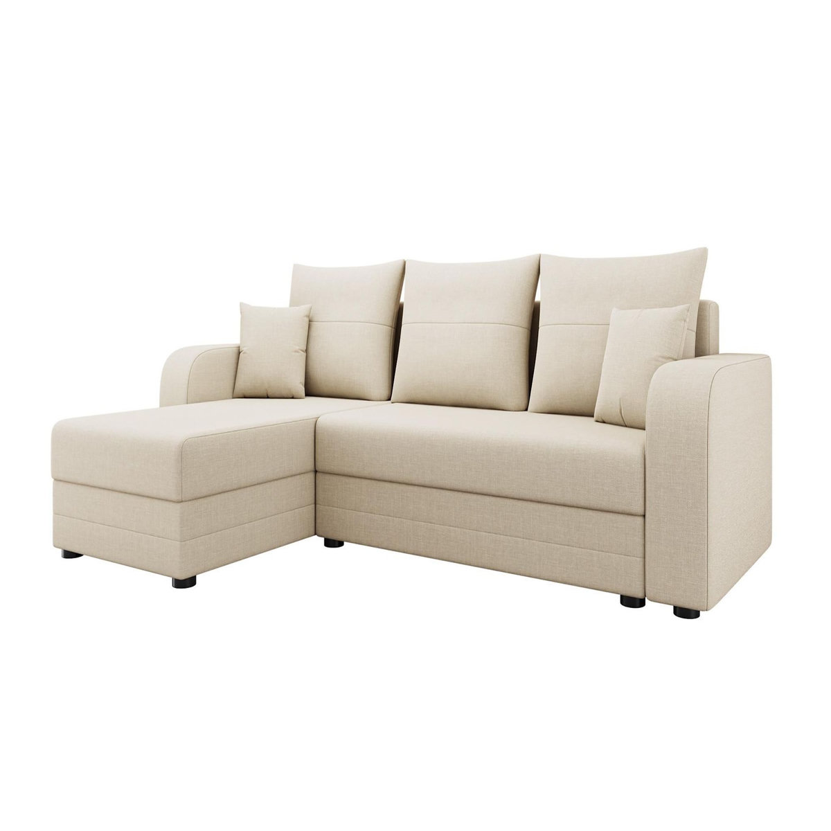 BEST MOBILIER Harvey - canapé d'angle réversible 4 places convertible avec coffre en tissu