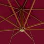 Voir la diapositive 4 : VIDAXL Parasol de jardin en porte-a-faux et mat en bois rouge bordeaux