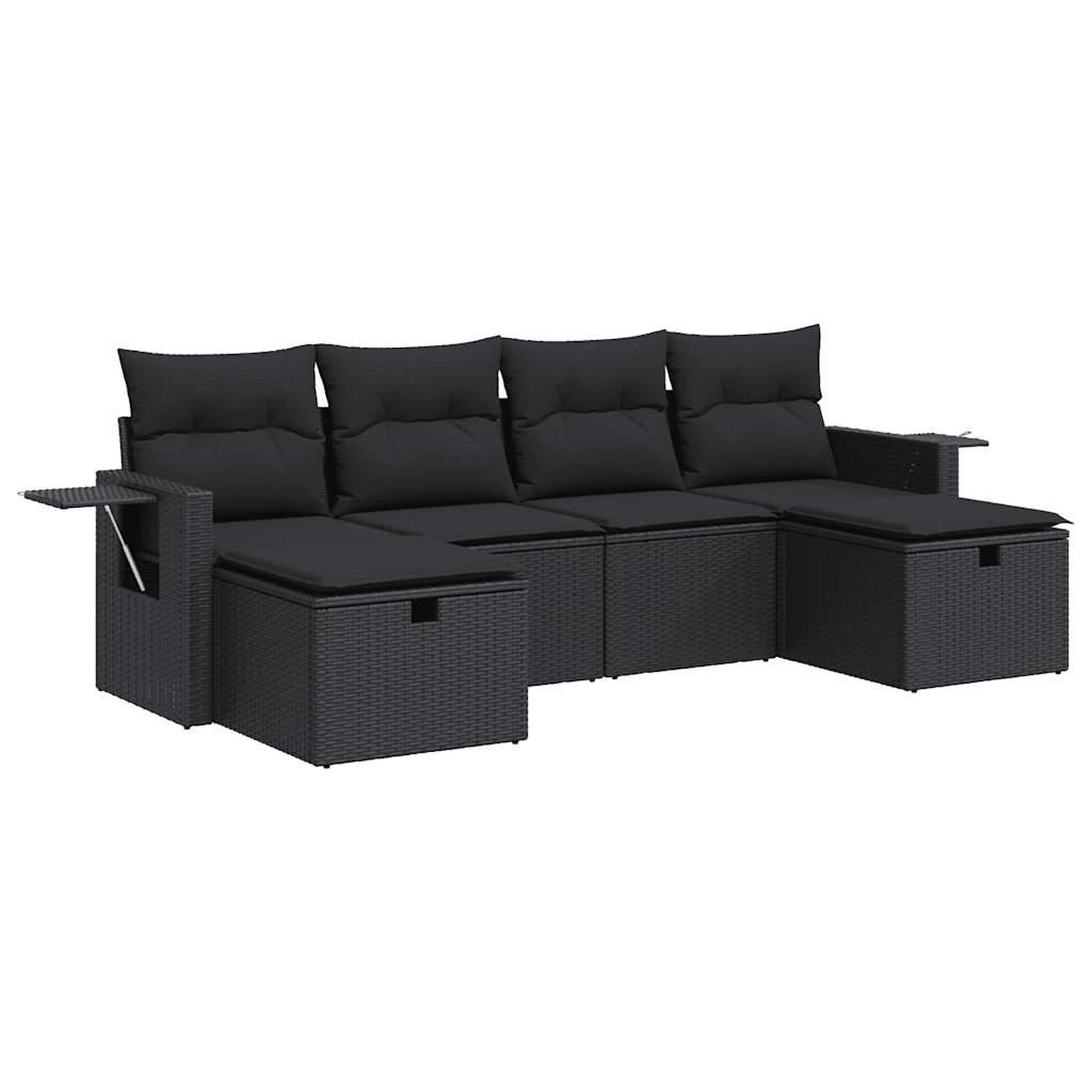 Voir la diapositive 2 : VIDAXL Salon de jardin 6 pcs avec coussins noir resine tressee