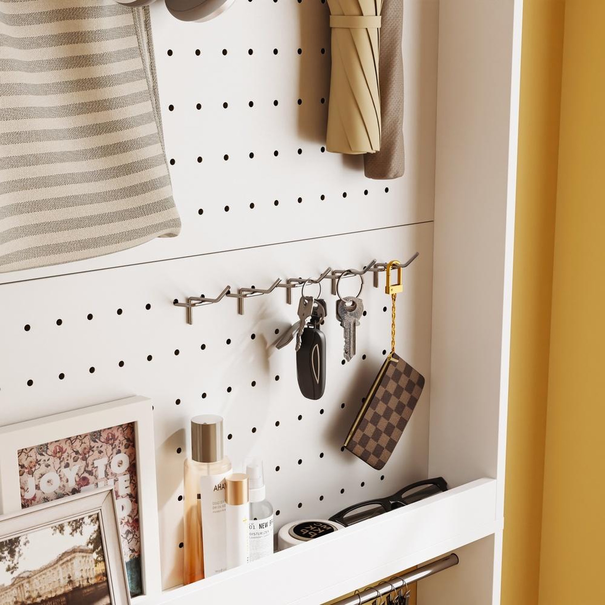 Voir la diapositive 6 : SOBUY Garderobe murale rangement entrée blanc 70x12x190cm fhk39-w