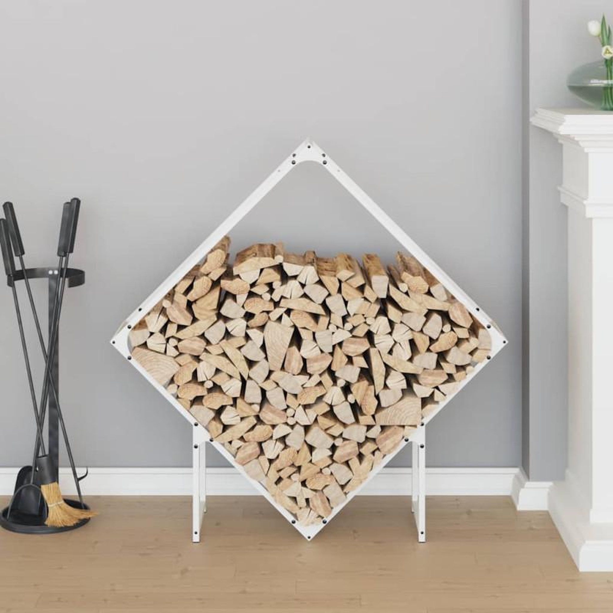 Voir la diapositive 3 : VIDAXL Portant de bois chauffage blanc 100x25x100 cm