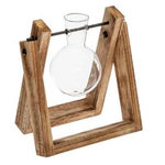 ATMOSPHERA Soliflore Design Bois & Verre  Vinta  16cm Naturel
