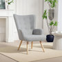 Voir la diapositive 2 : HOMCOM Fauteuil à oreilles style nordique piètement bois effet laine bouclée gris