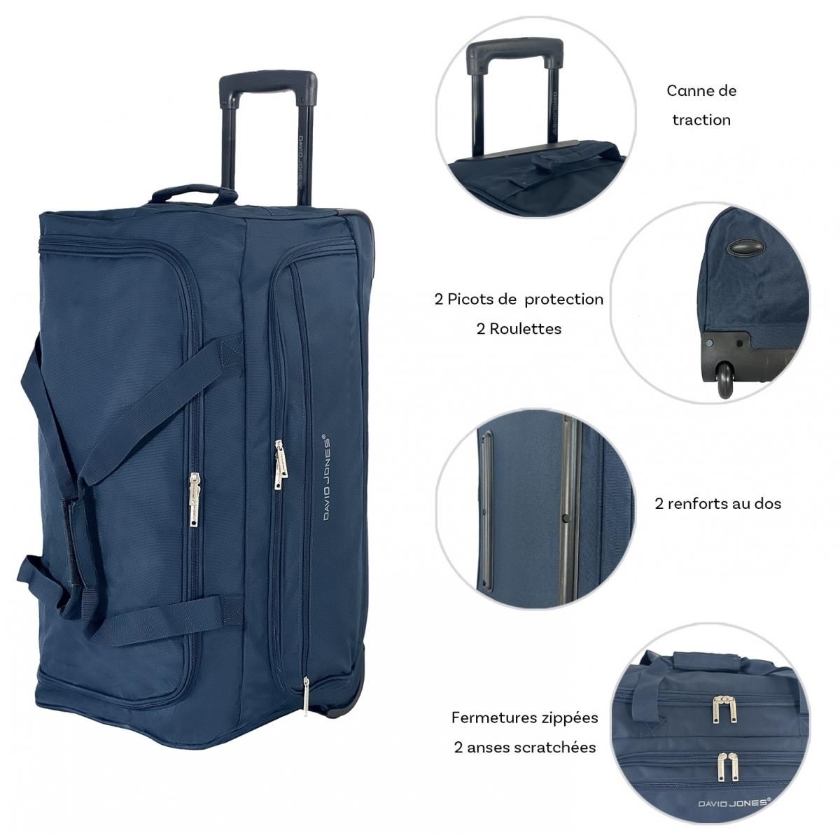 David Jones Sac de voyage avec roulettes 61L  66cm