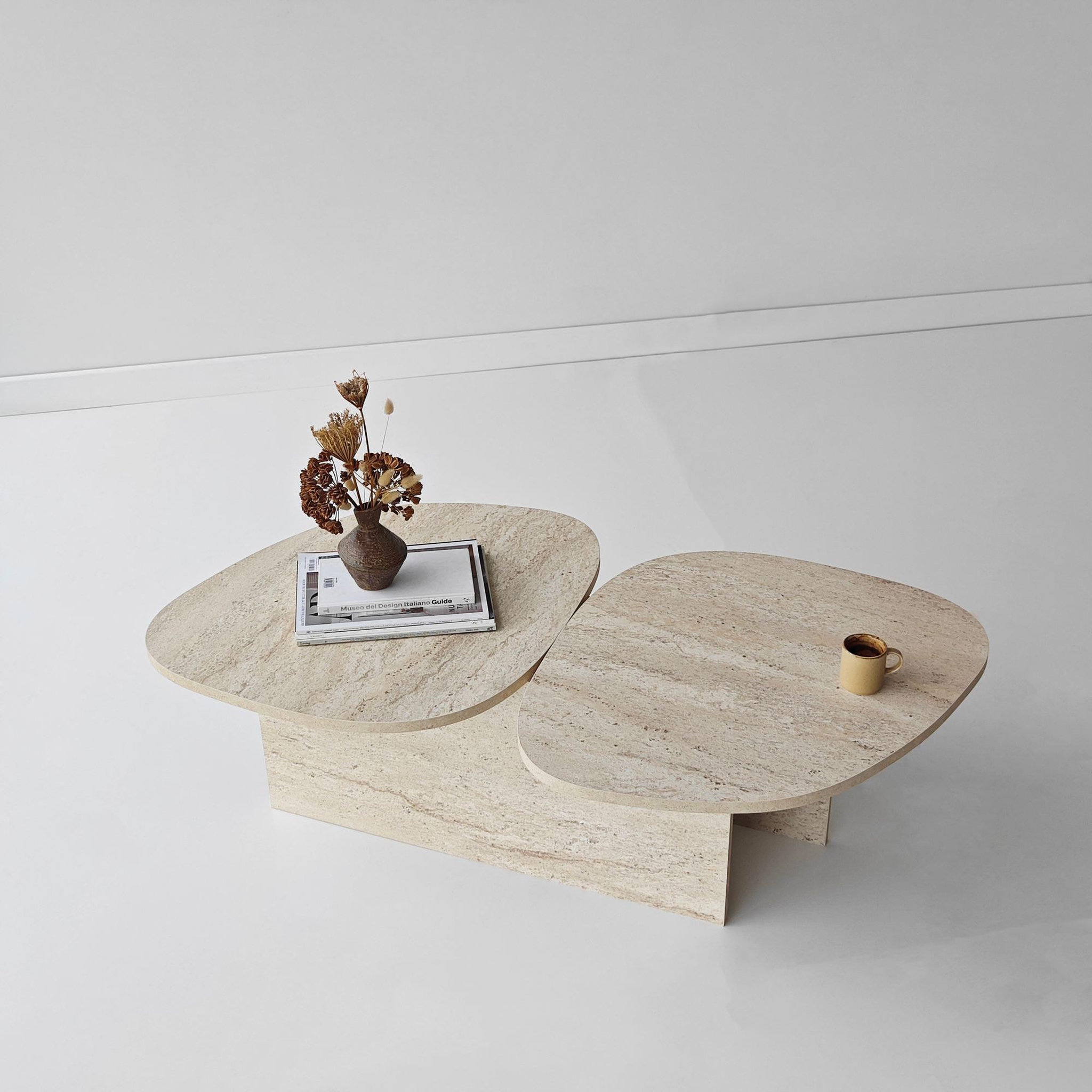 Voir la diapositive 4 : Habitat et Jardin Table basse en bois  stones  125 x 60 x 38 cm - travertin