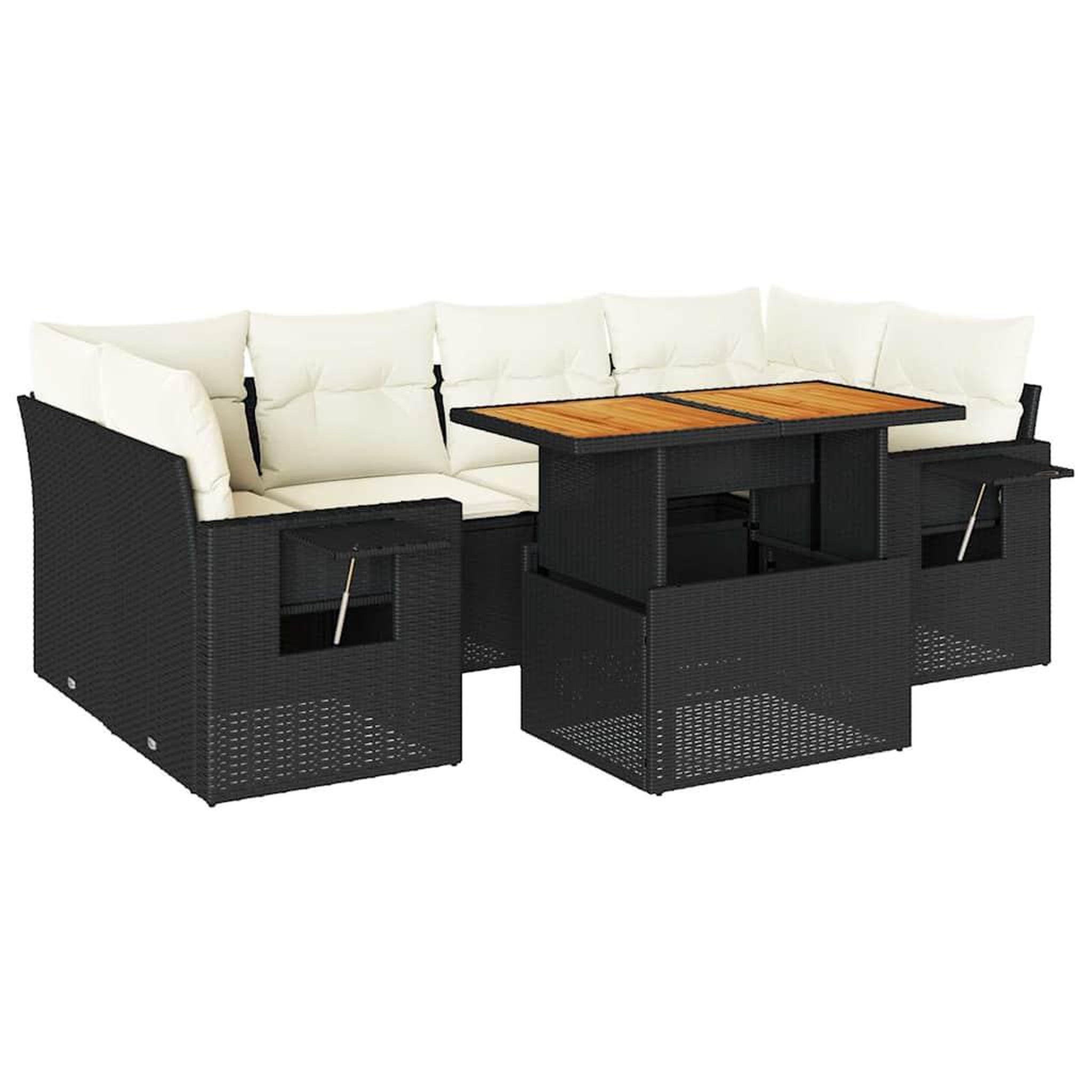 Voir la diapositive 2 : VIDAXL Salon de jardin 7 pcs avec coussins noir resine tressee