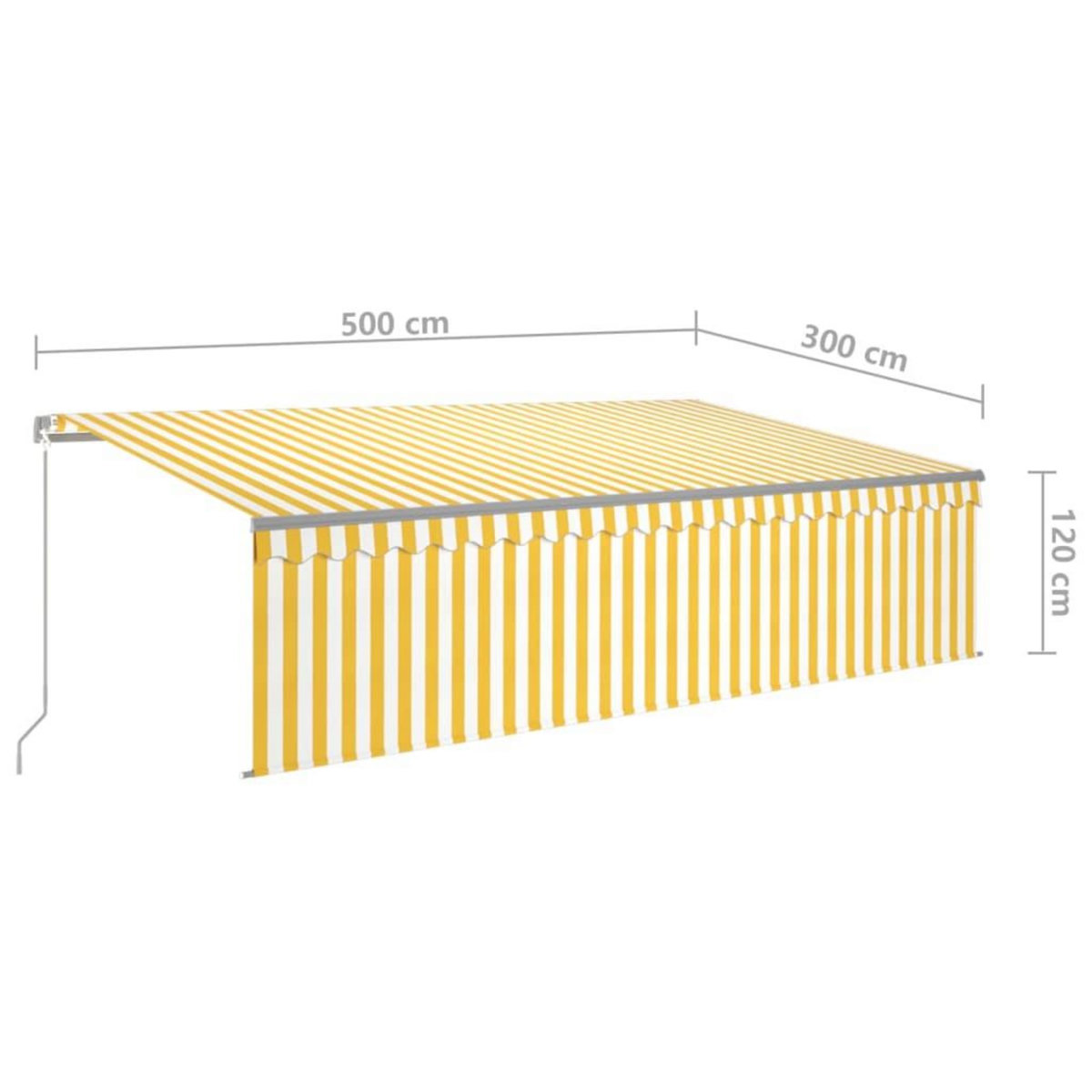 VIDAXL Auvent retractable manuel avec store 5x3 m Jaune et blanc
