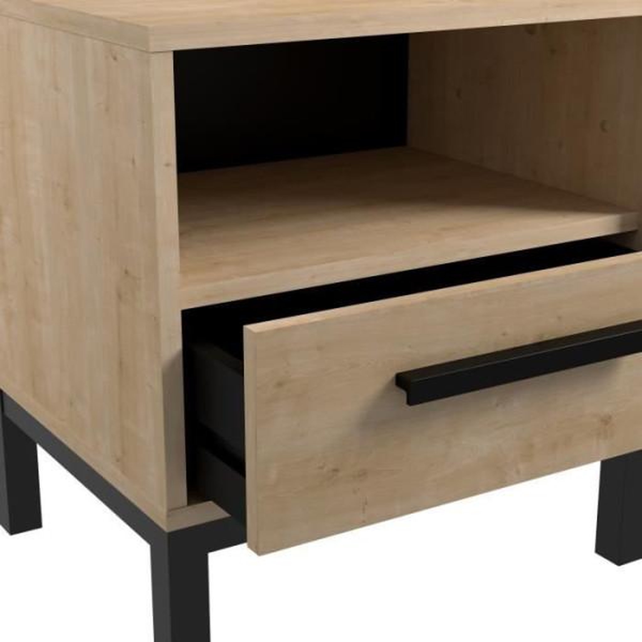 Voir la diapositive 6 : Demeyere Ensemble lit adulte CRAFT 140x190/200 cm - 2 chevets + armoire - Mélaminé - Décor chene Hamilton - Fabrication française - D