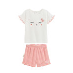 Petit Béguin Ensemble enfant t-shirt et short en éponge Saona. Coloris disponibles : Rose