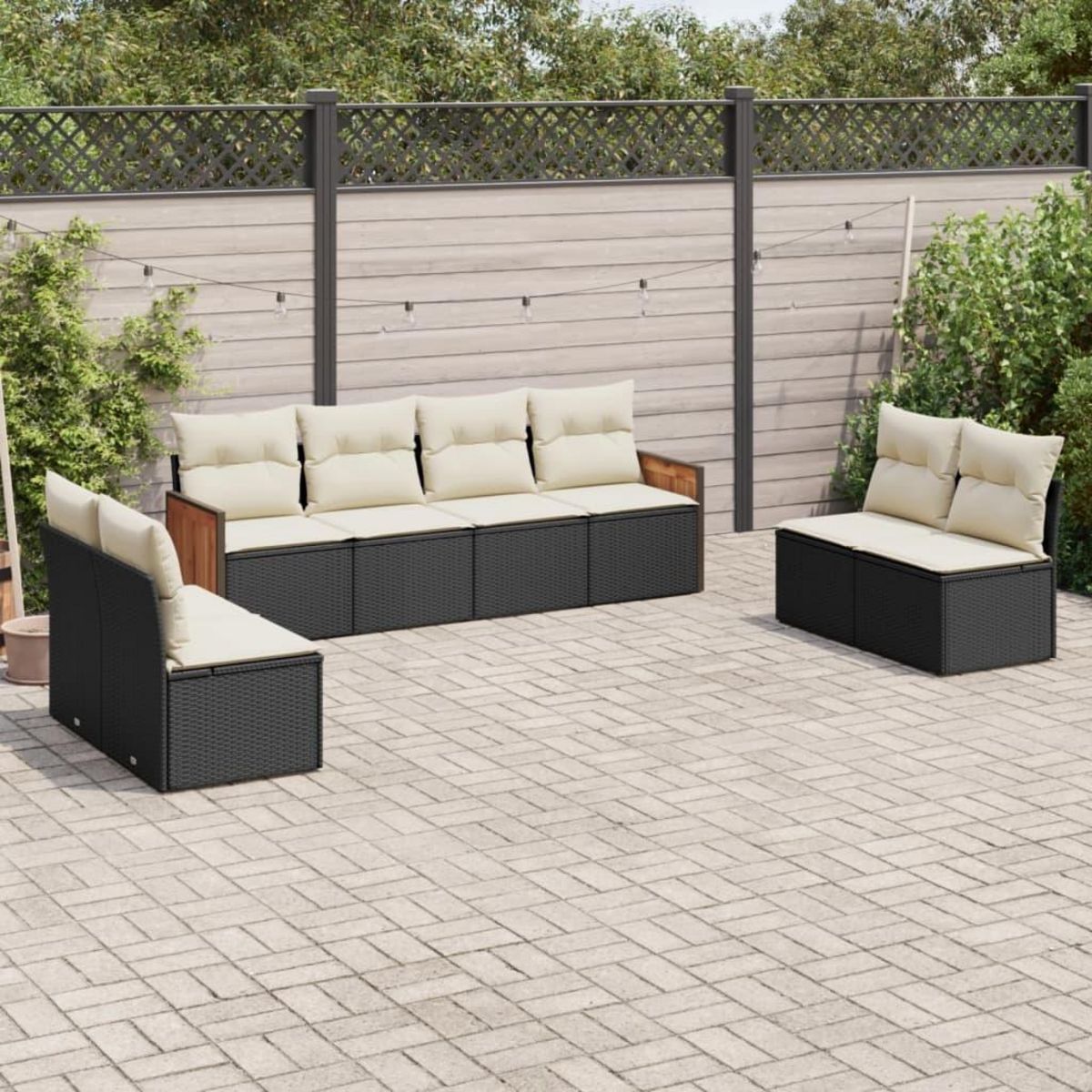 VIDAXL Salon de jardin 8 pcs avec coussins noir resine tressee