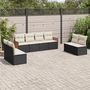 Voir la diapositive 1 : VIDAXL Salon de jardin 8 pcs avec coussins noir resine tressee