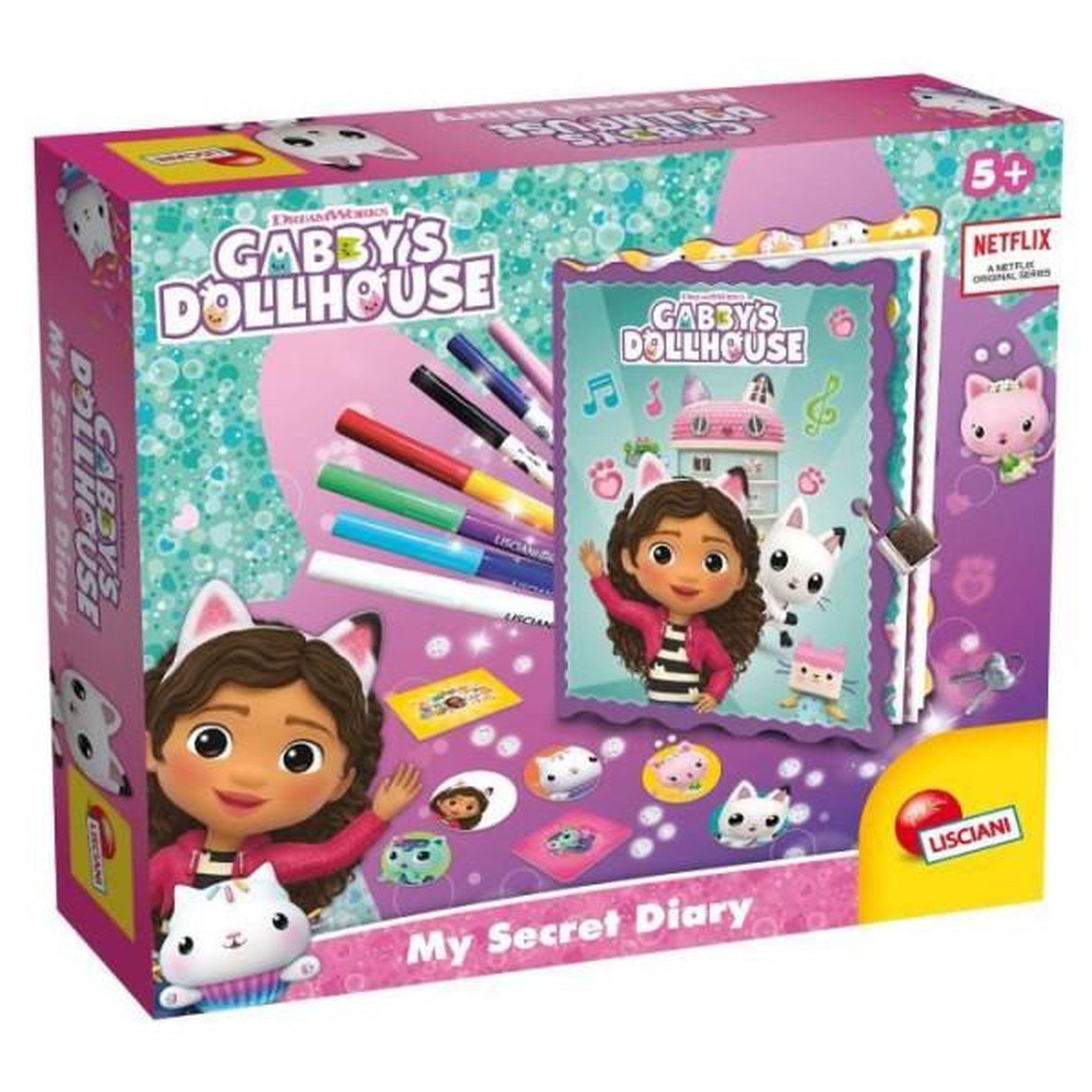 LISCIANI GIOCHI Journal secret - lisciani - gabby's dollhouse - stylos magiques - lampe uv et cadenas - personnalisation créative