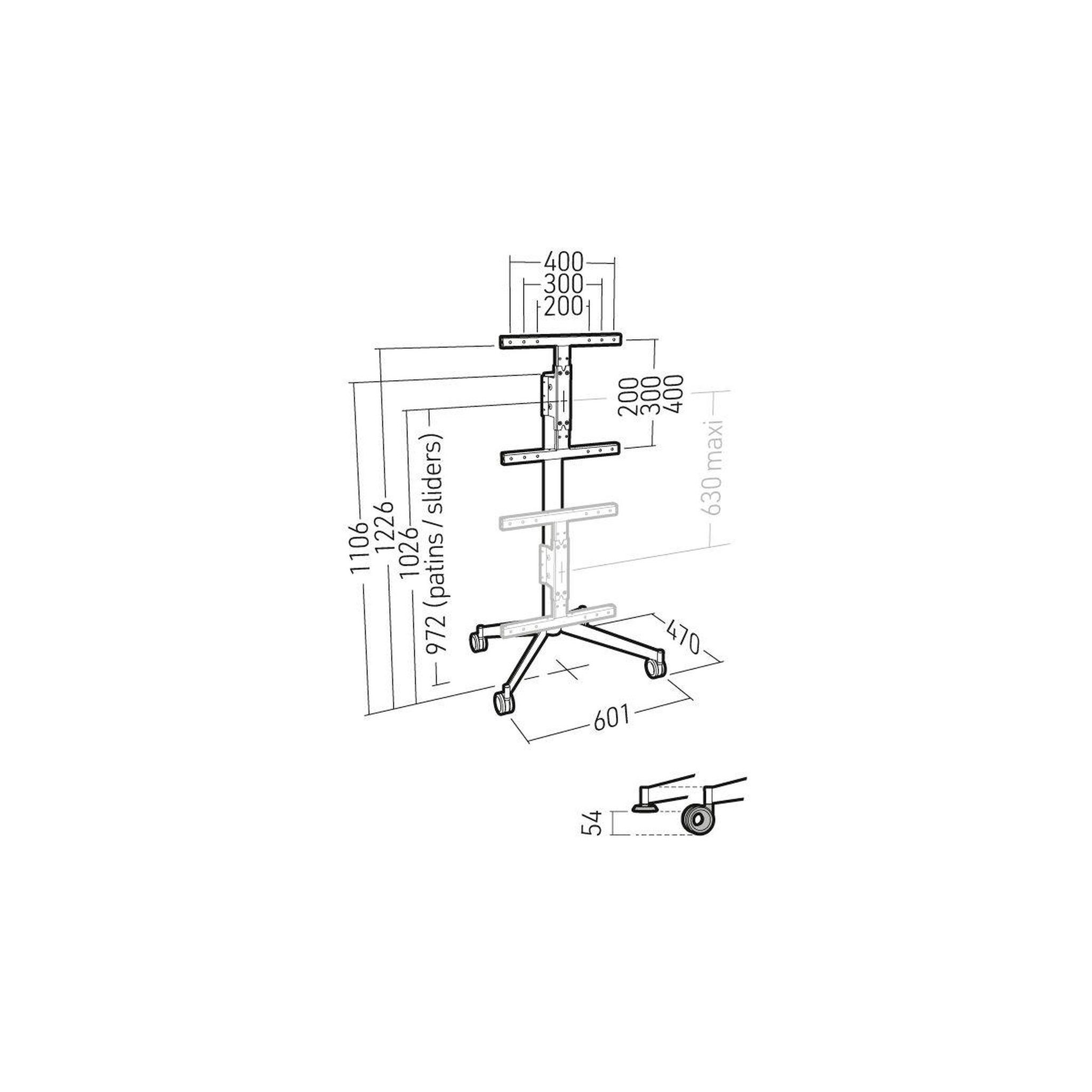 Voir la diapositive 4 : Erard Pied TV KANA1200L METAL 30 à 55 pouces