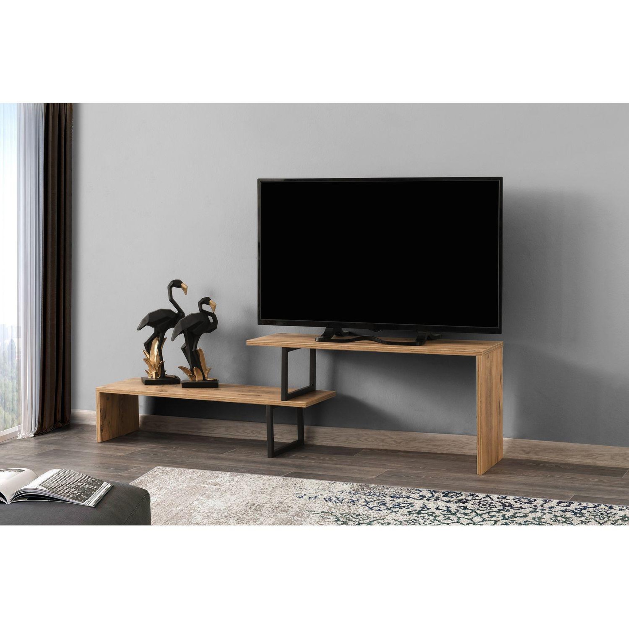 TOILINUX Meuble tv design industriel ovit - l. 120 x h. 45 cm - marron
