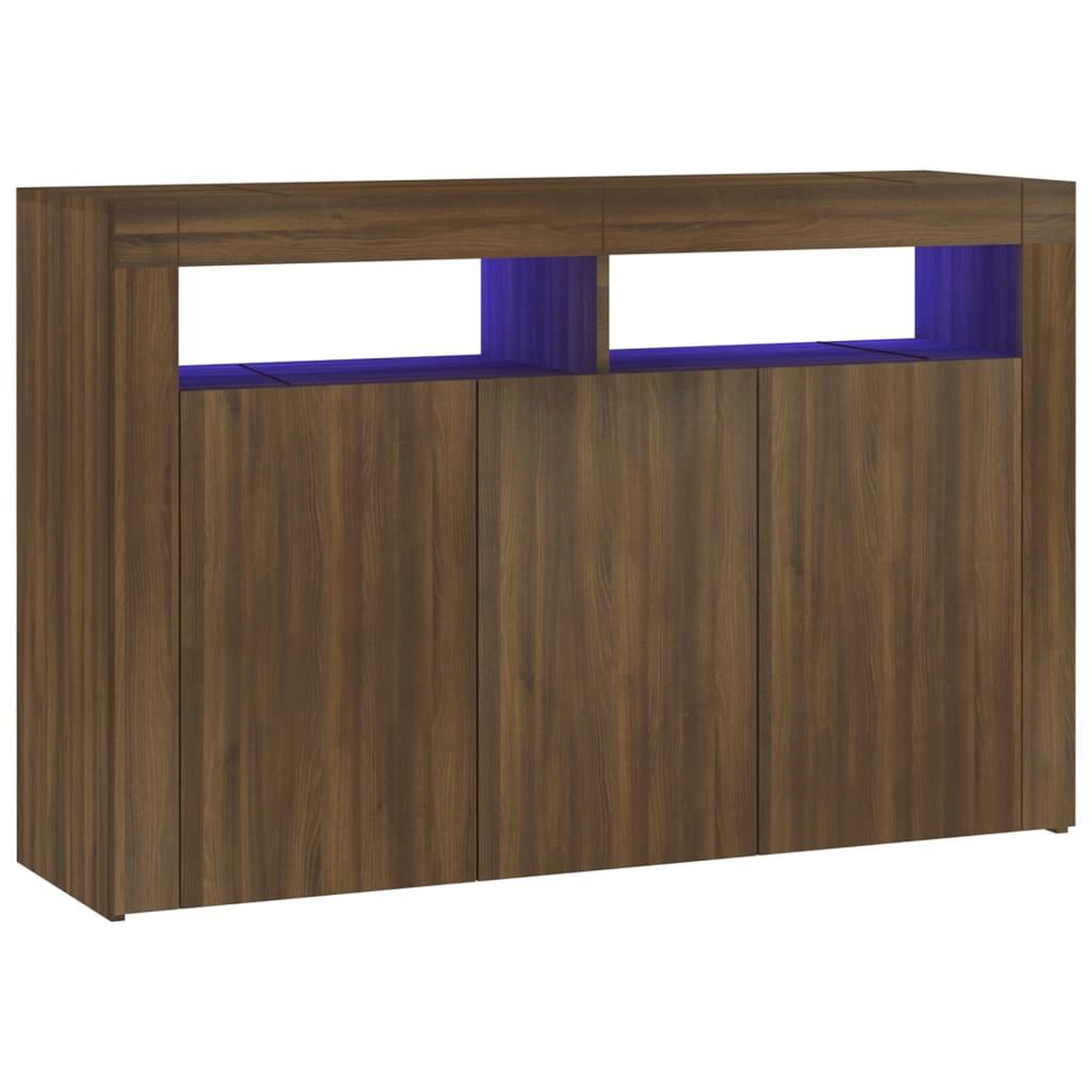 Voir la diapositive 2 : VIDAXL Buffet avec lumieres LED chene marron 115,5x30x75 cm