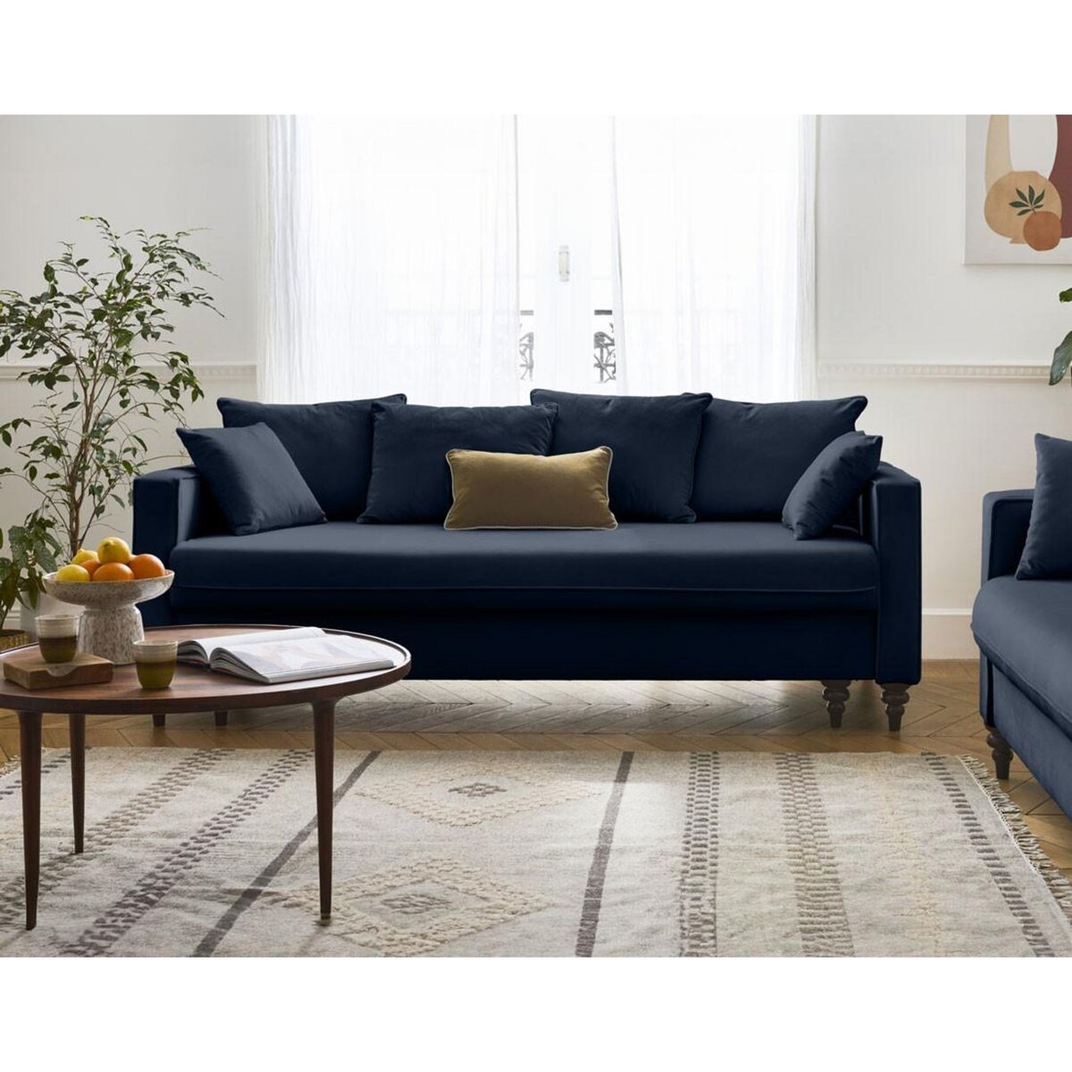 BEST MOBILIER Flamingo - canapé droit 3 places convertible en velours