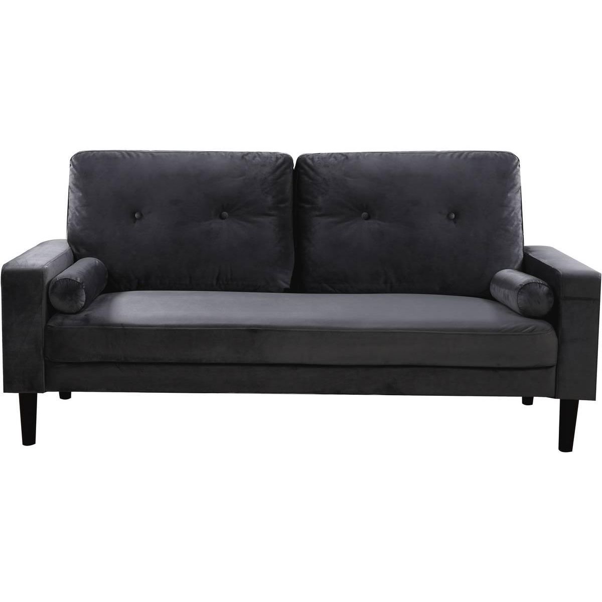 Habitat et Jardin Canapé droit fixe en velours  Monika  - 3 places - Gris