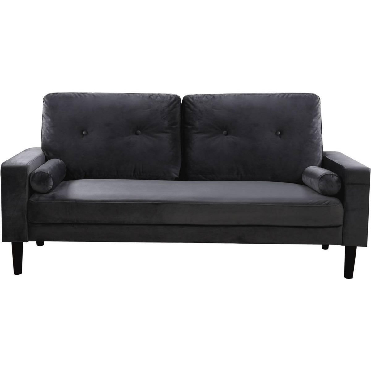 Habitat et Jardin Canapé droit fixe en velours  Monika  - 3 places - Gris