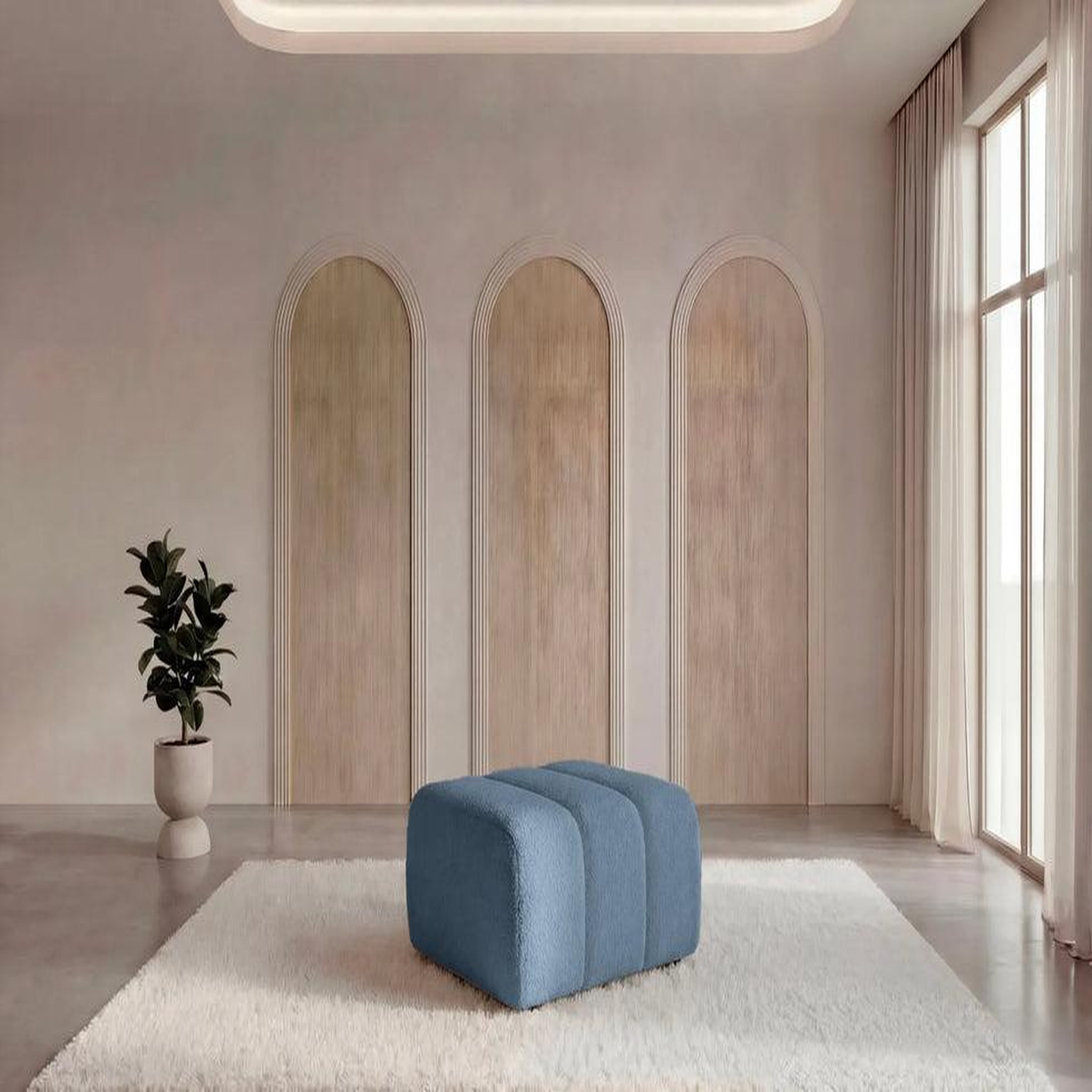 Voir la diapositive 2 : CASANOVA PARIS Celeste - pouf tissu bouclette
