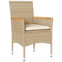Voir la diapositive 3 : VIDAXL Ensemble a manger de jardin et coussins 5pcs beige rotin acacia