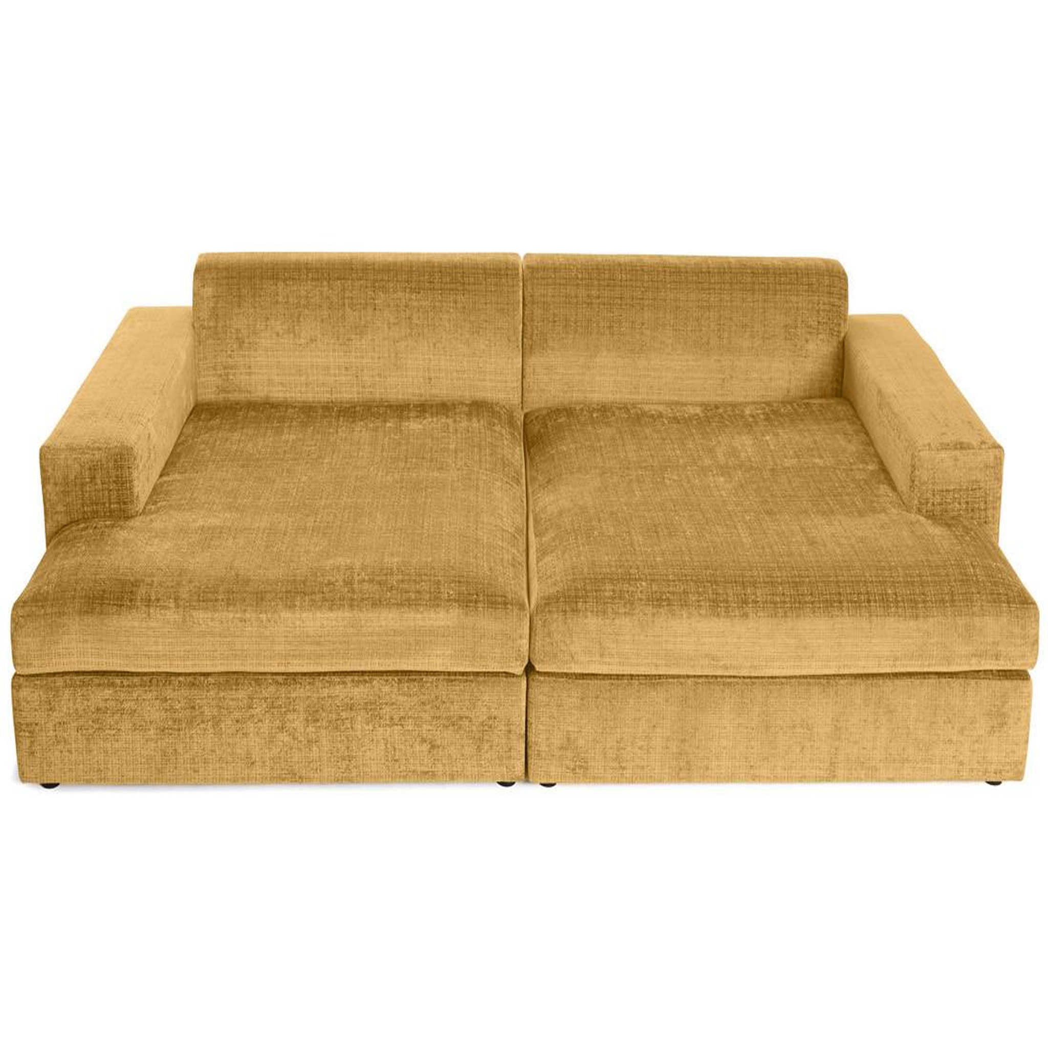 Voir la diapositive 3 : BEST MOBILIER Collins - canapé droit 4 places avec double méridienne - assise profonde - en velours texturé