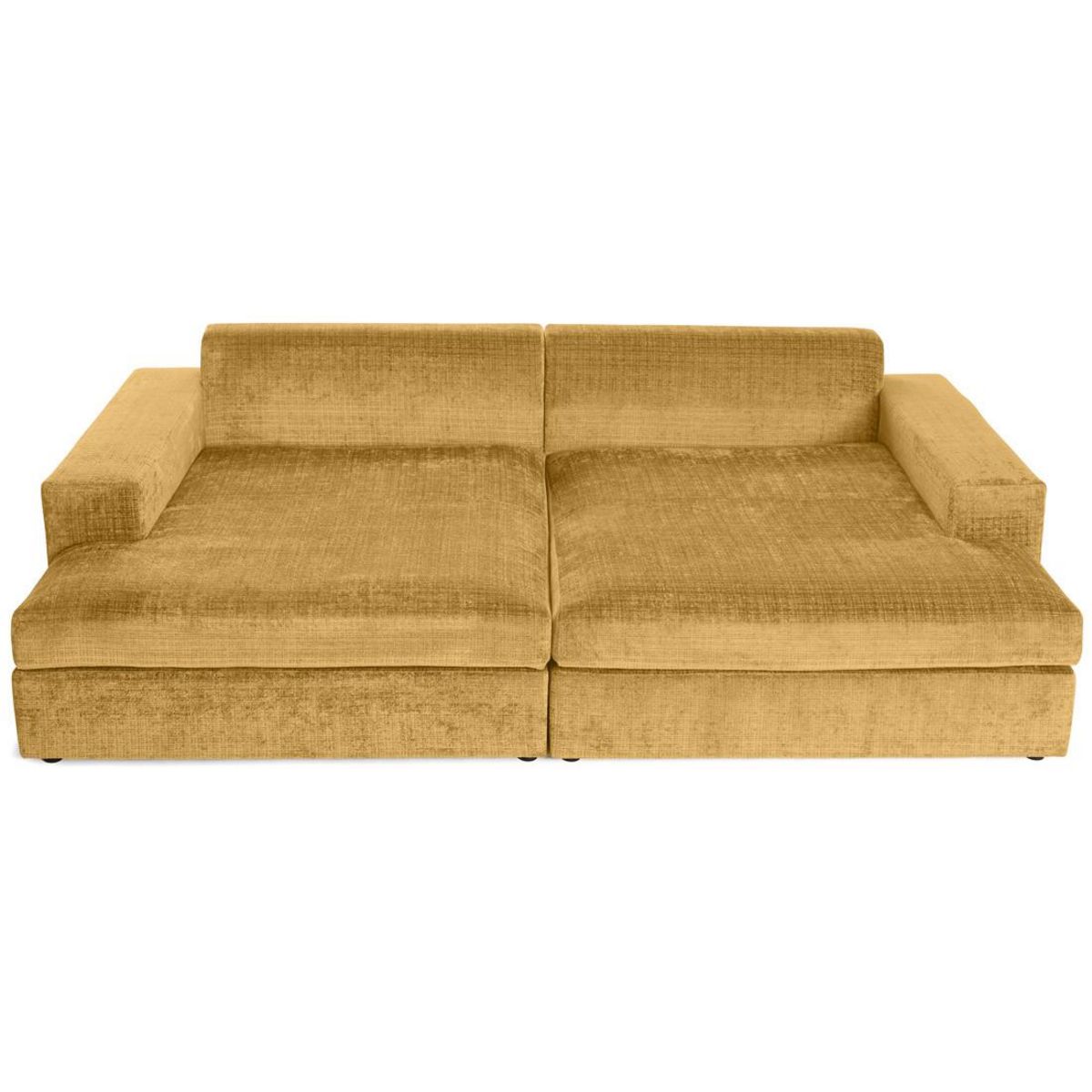 LISA DESIGN Collins - canapé droit 4 places avec double méridienne - assise profonde - en velours texturé