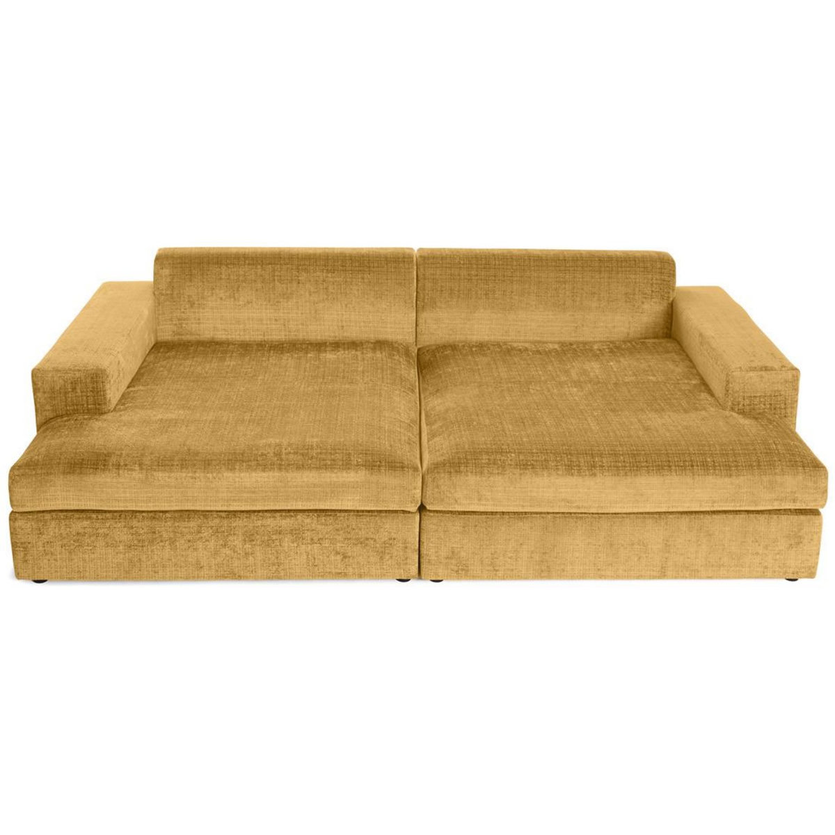 LISA DESIGN Collins - canapé droit 4 places avec double méridienne - assise profonde - en velours texturé