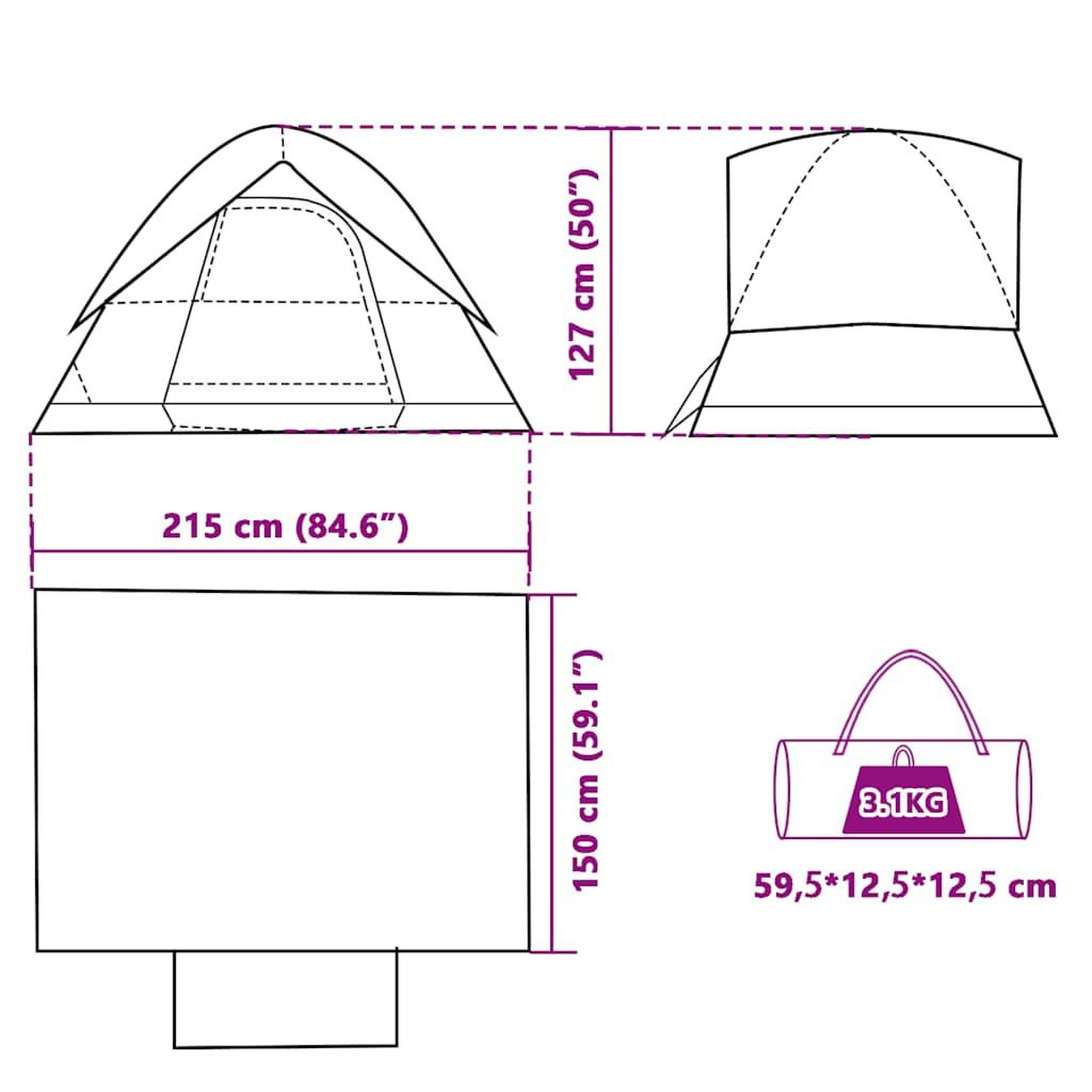Voir la diapositive 6 : VIDAXL Tente de camping a dome 2 personne vert impermeable