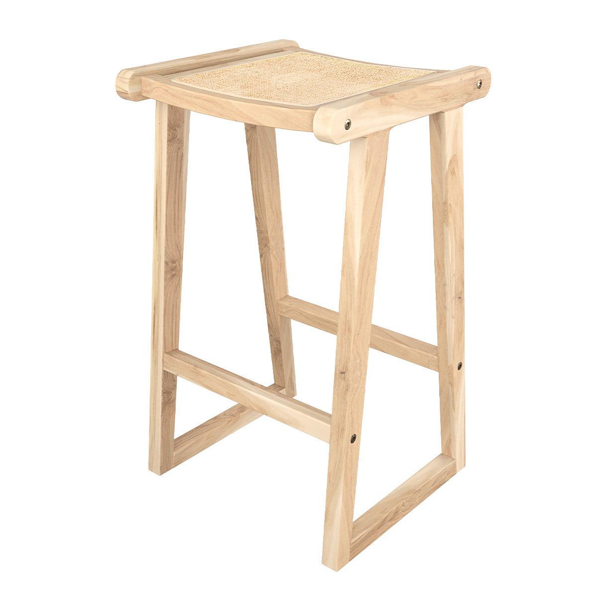 MAISON PAVANE Tabouret pour îlot central 66 cm en teck et rotin naturel-haida