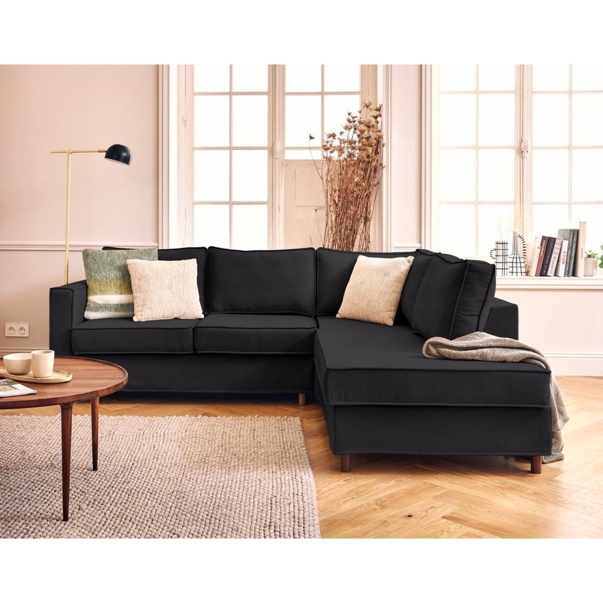 LISA DESIGN Jake - canapé déhoussable d'angle droit 5 places en tissu