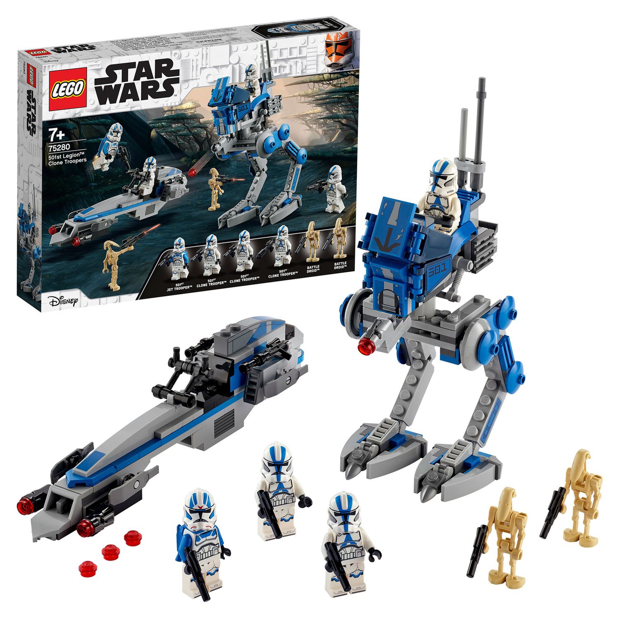 Voir la diapositive 3 : LEGO Star Wars 75280 - Les Clone troopers de la 501ème légion et Marcheur AT-RT