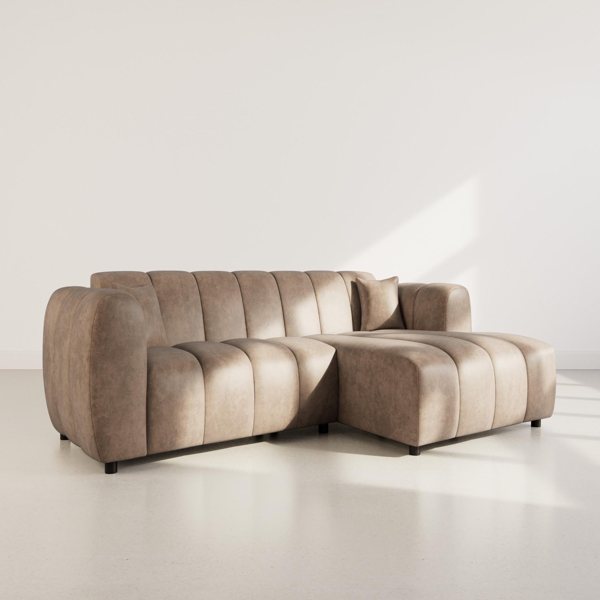 LISA DESIGN Curtis - canapé d'angle droit 4 places en simili. Coloris disponibles : Marron, Orange, Noir, Beige