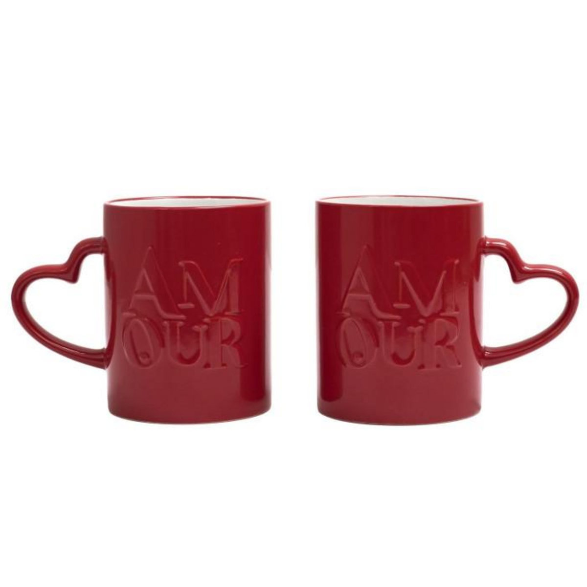 Paris Prix Lot de 2 Mugs en Céramique  Amour  30cl Rouge