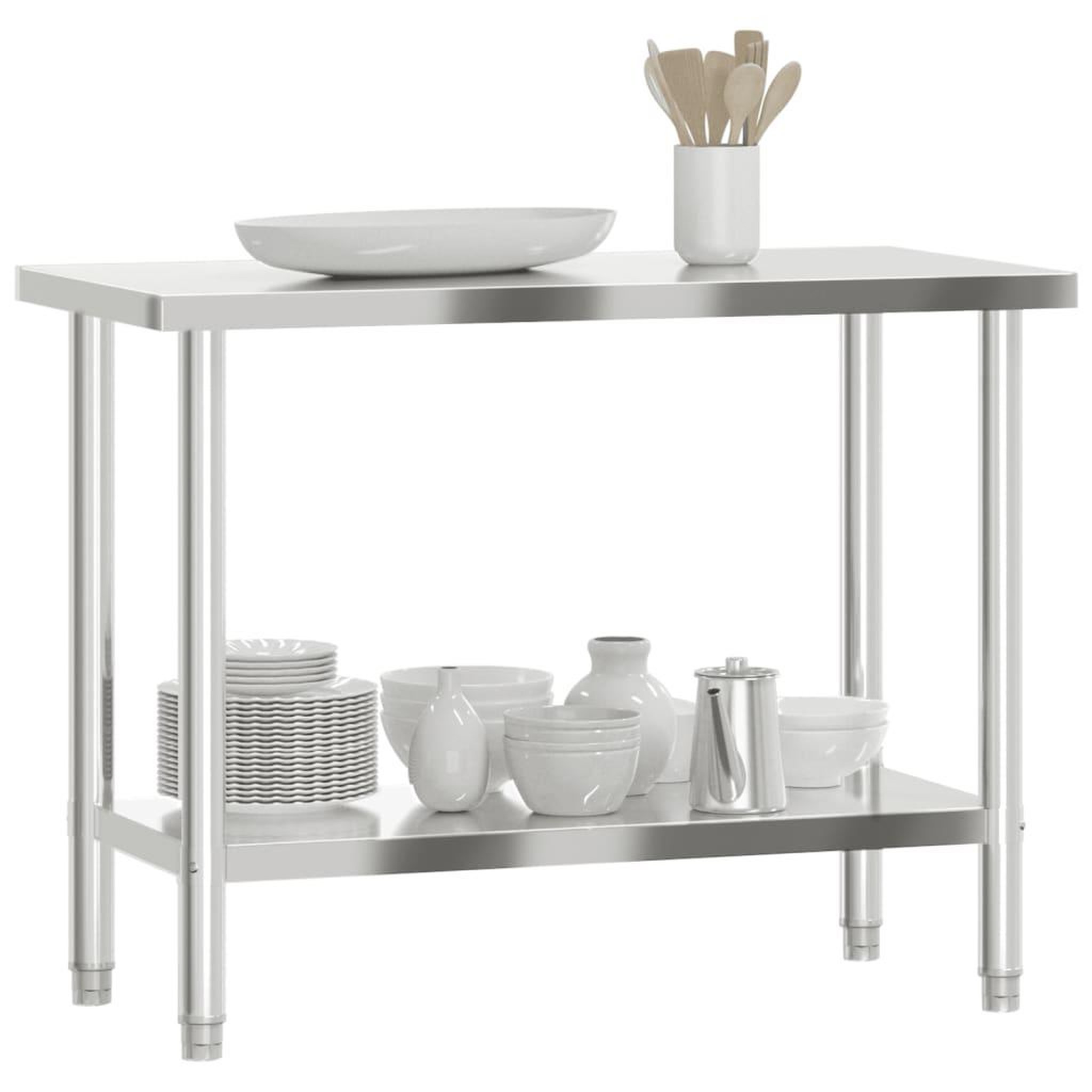 Voir la diapositive 4 : VIDAXL Table de travail de cuisine 110x55x85 cm acier inoxydable