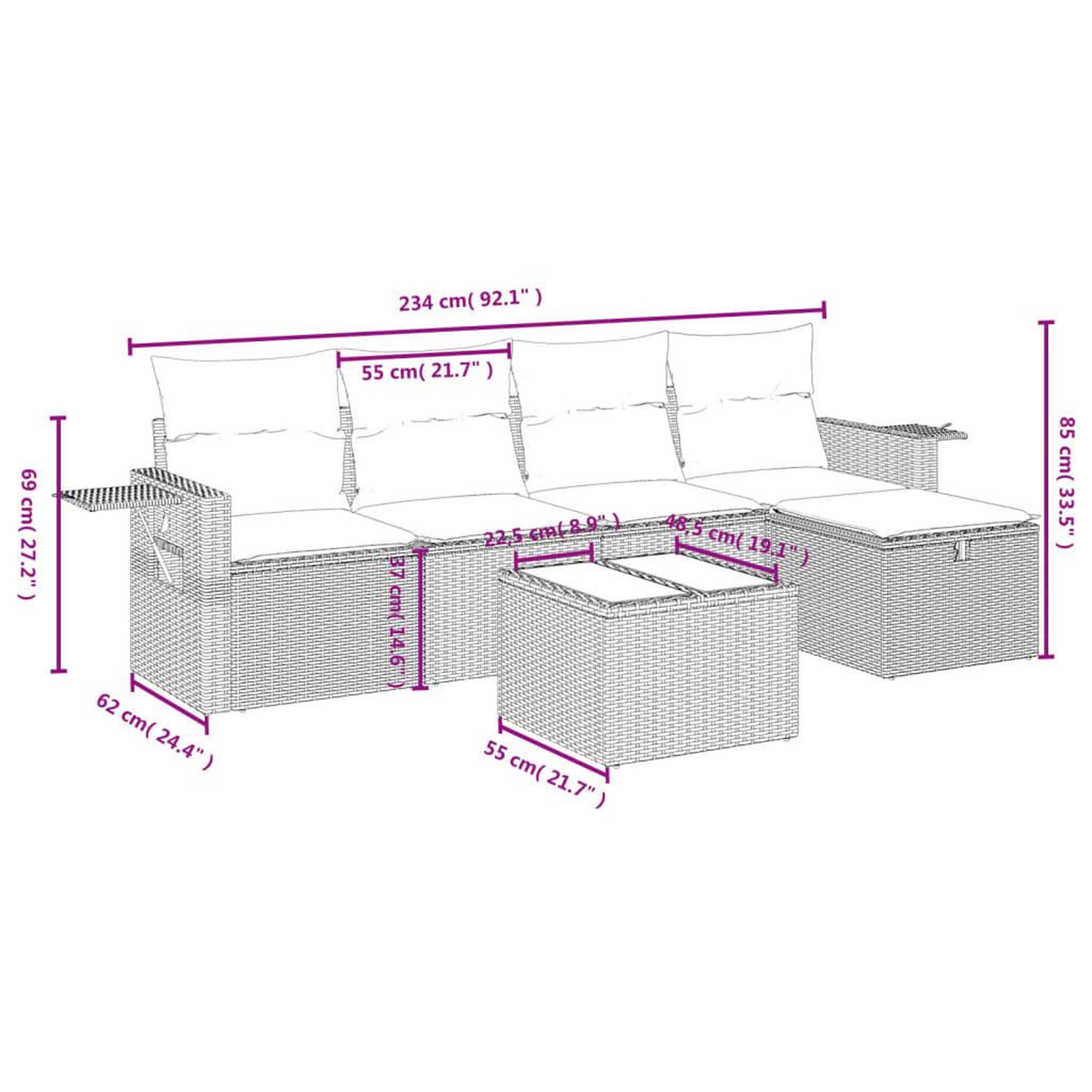 Voir la diapositive 5 : VIDAXL Salon de jardin 6 pcs avec coussins noir resine tressee