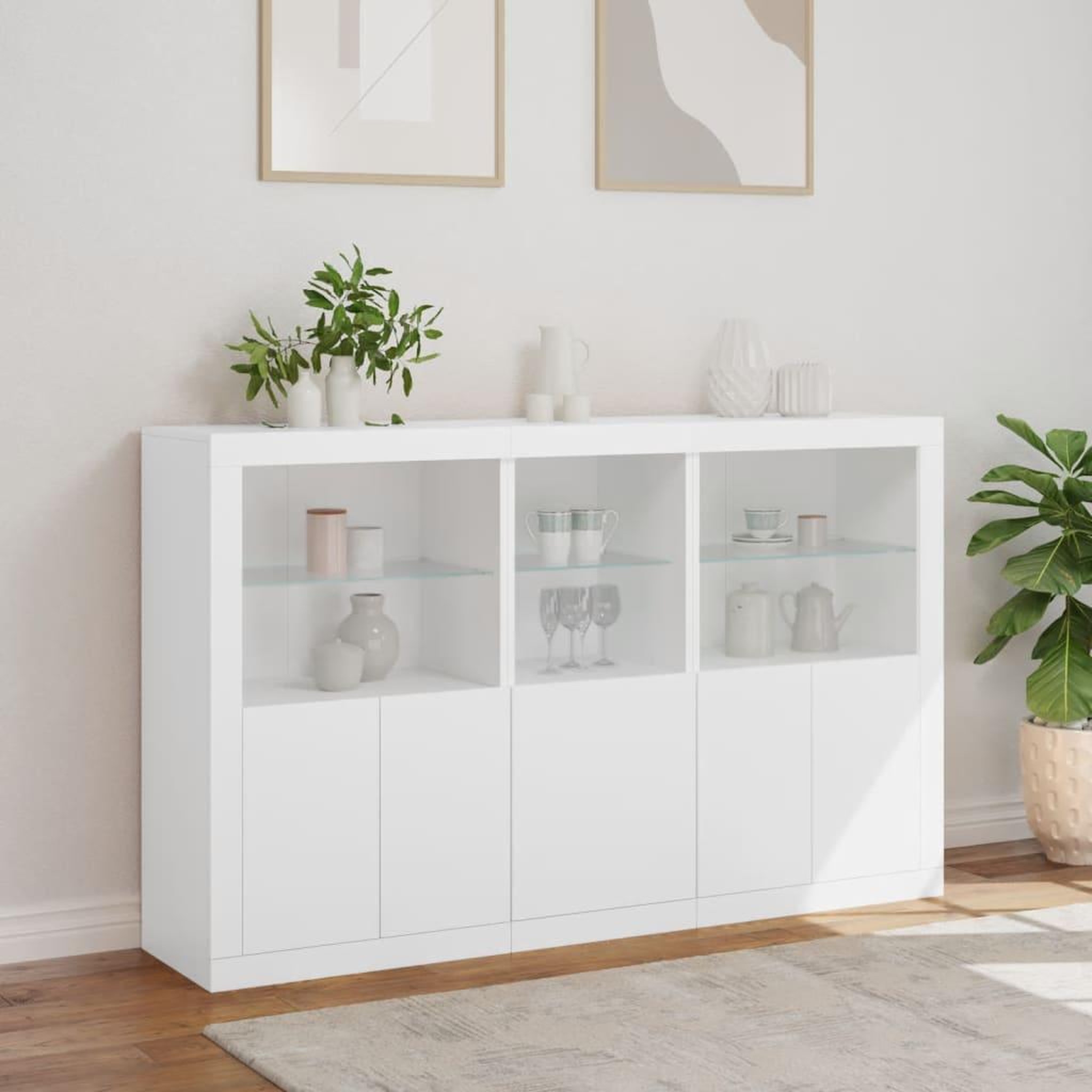 Voir la diapositive 4 : VIDAXL Buffet avec lumieres LED blanc 162x37x100 cm