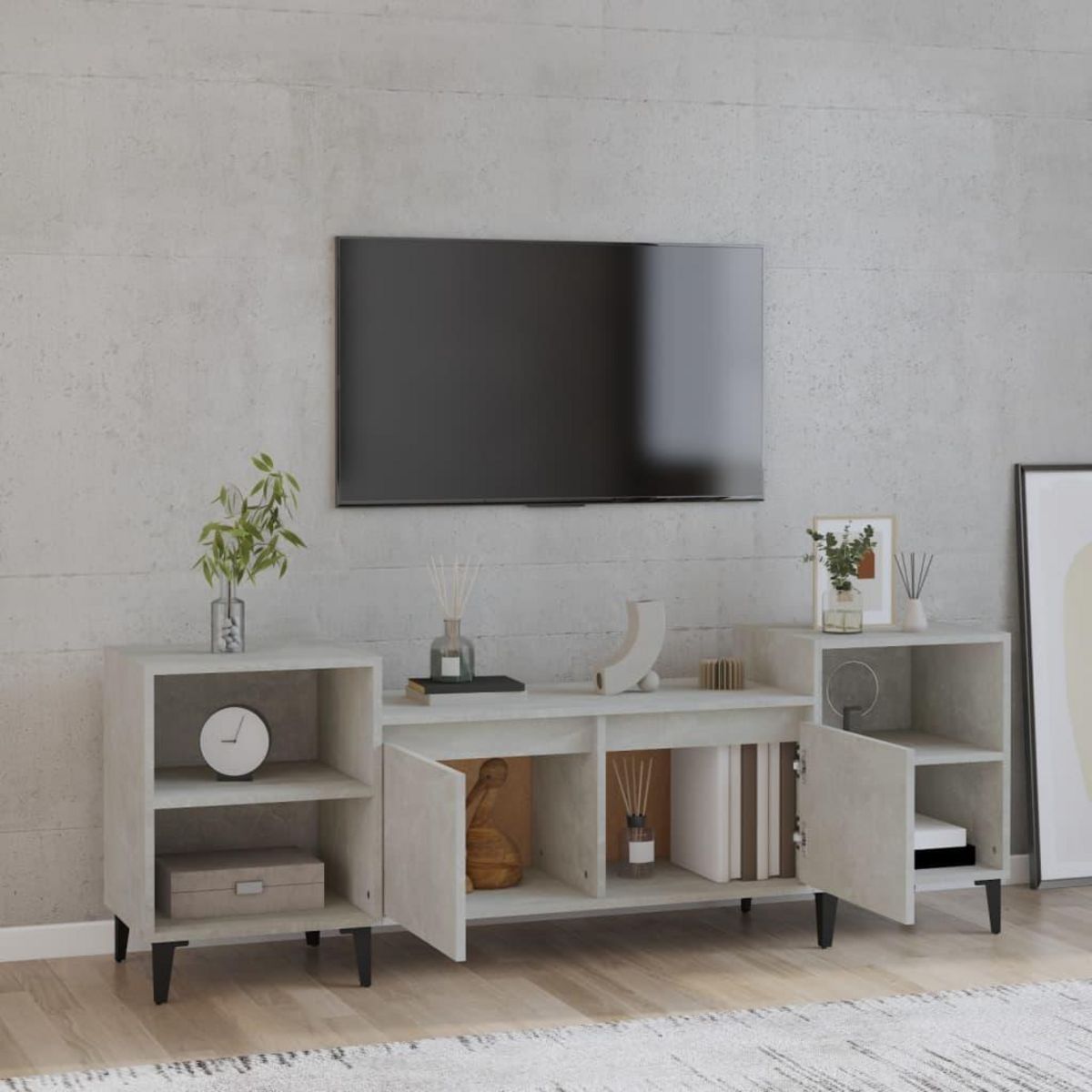 VIDAXL Meuble TV Gris beton 160x35x55 cm Bois d'ingenierie