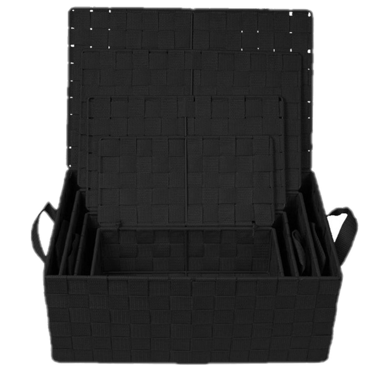 TOILINUX Lot de 4 Corbeilles avec sangles et couvercles en Polypropylène