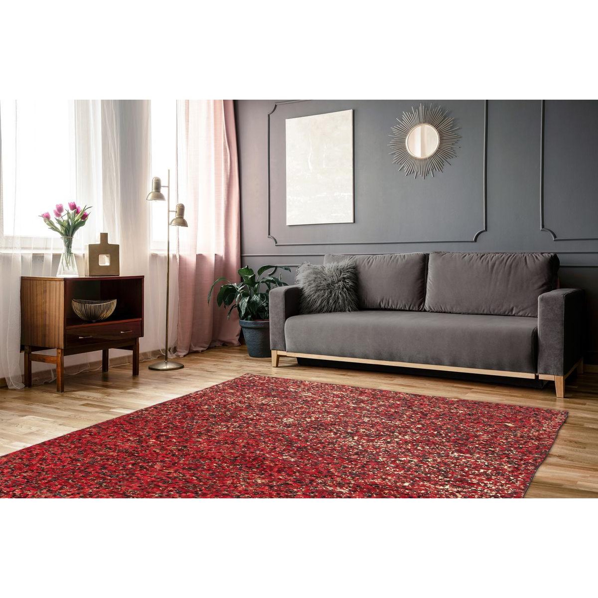 Voir la diapositive 2 : Paris Prix Tapis en cuir fait main  finish  rouge & or