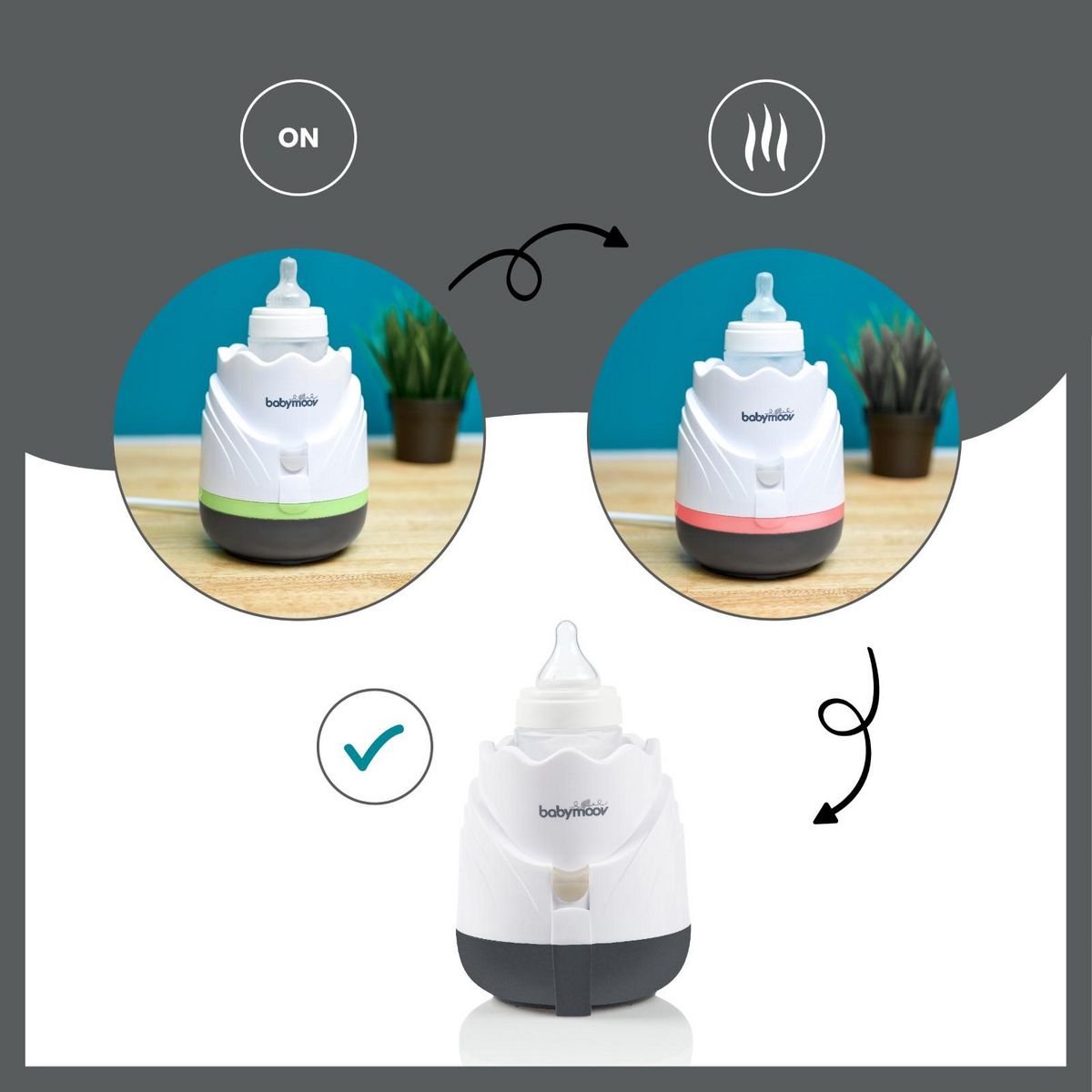 BABYMOOV Chauffe-Biberon Vapeur Babymoov - Universel - Garantie à Vie - Tulipe Cream