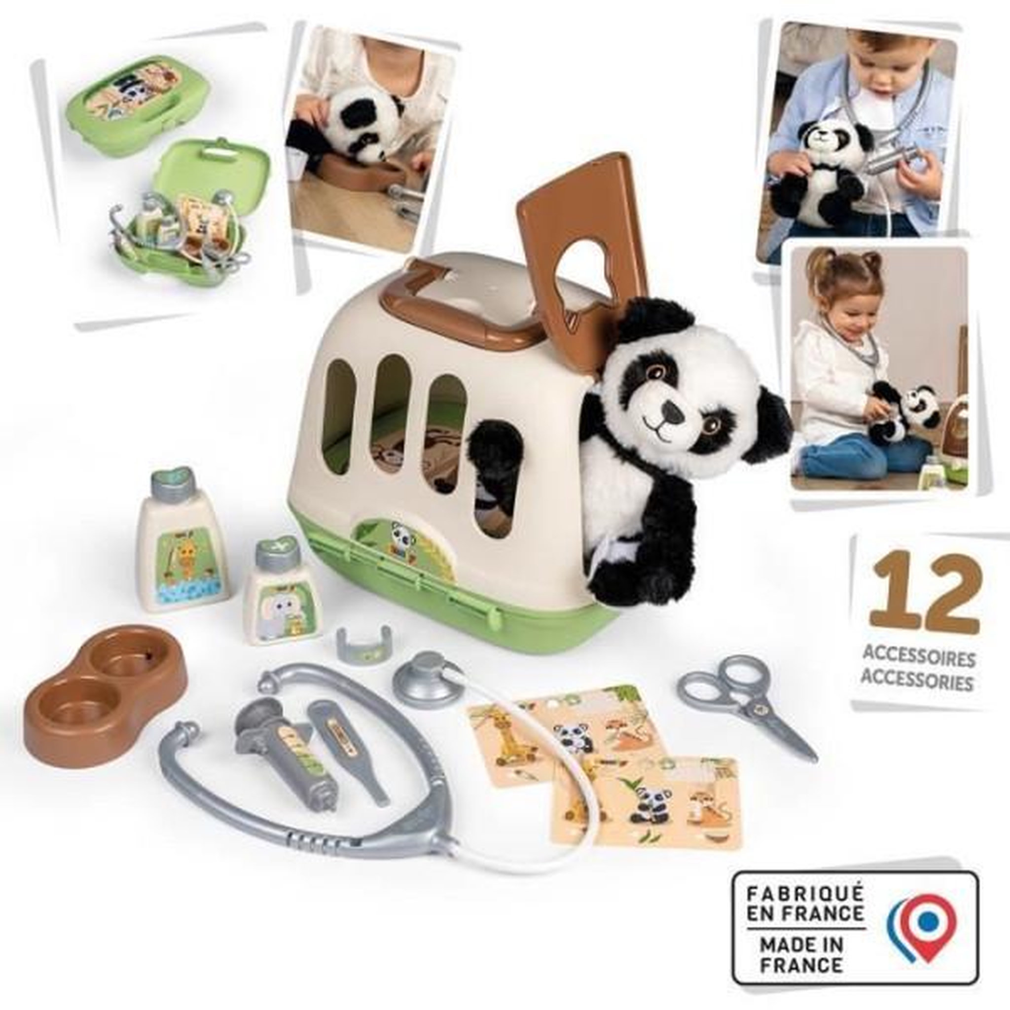 Voir la diapositive 3 : SMOBY Smoby - mallette vétérinaire - 1 peluche panda et de nombreux accessoires - produit 2 en 1 : cage de transport