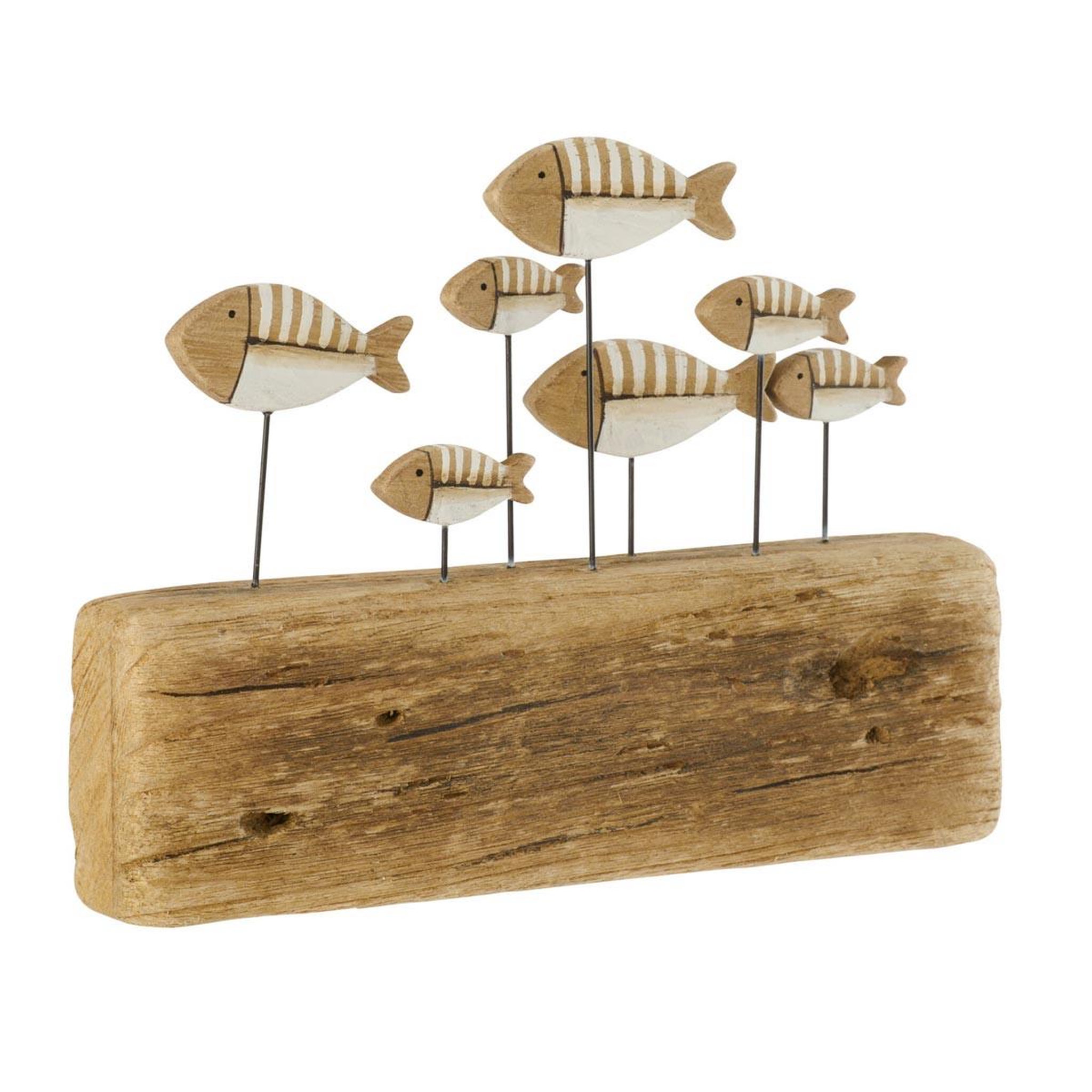 J-LINE Statuette déco poissons en bois  ancora  30cm naturel