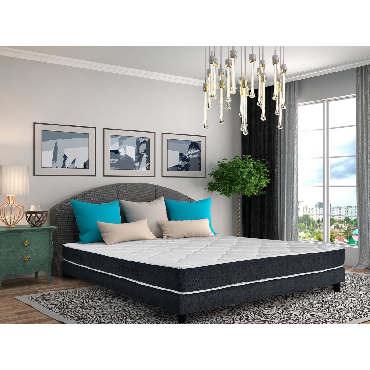 BELLE LITERIE BENOIST Ensemble Matelas accueil Latex + Sommier CORDOBA 160 x 200cm