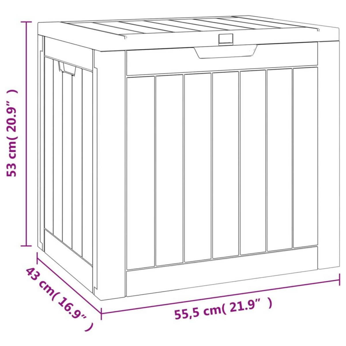 VIDAXL Boîte de stockage de jardin gris 55,5x43x53 cm polypropylene