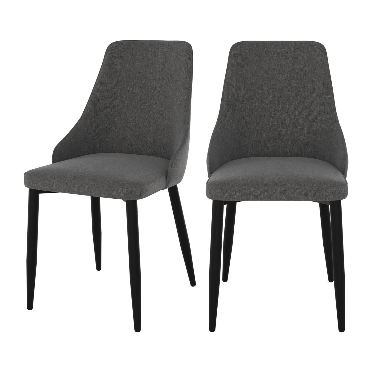 Rendez vous déco Lot de 2 chaises en tissu beige et pieds en métal - Pipo