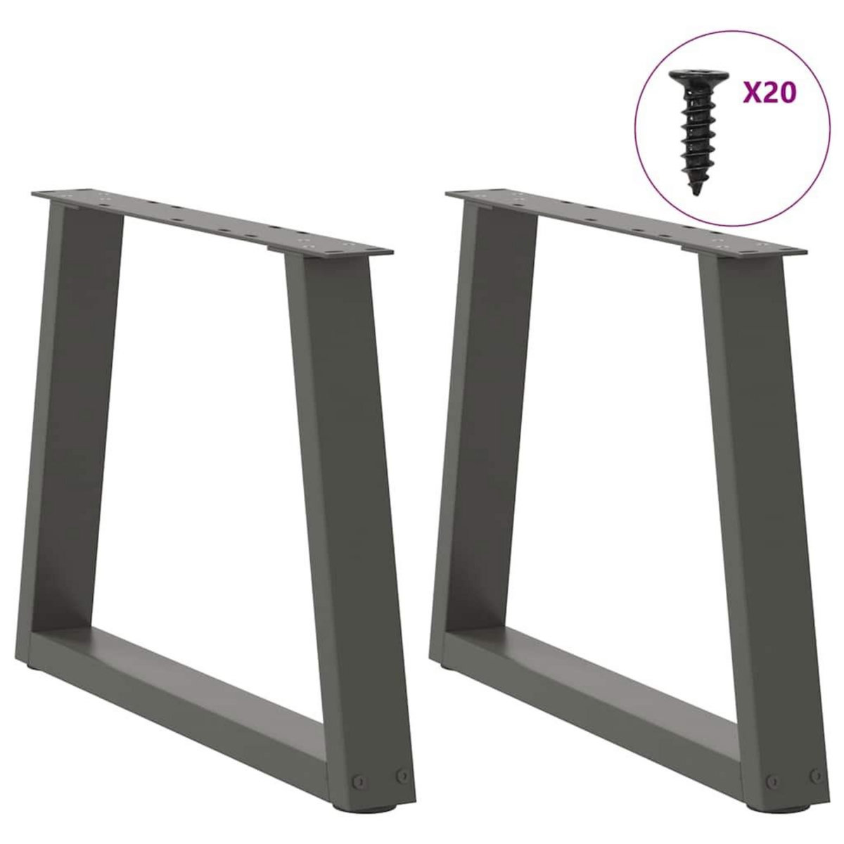 VIDAXL Pieds de table a manger en forme de V 2 pcs anthracite acier